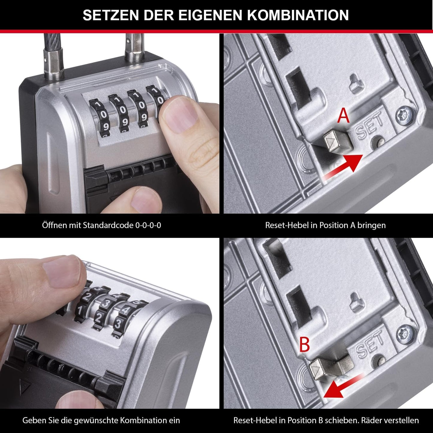 Schlüsseltresor mit flexiblem Kabelbügel, NEU - XL - mit Bügel