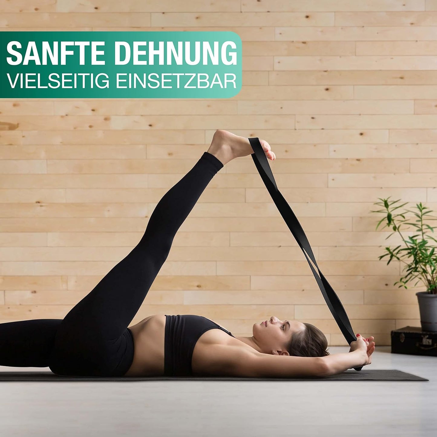 Meditationskissen mit Yogagurt, Schwarz