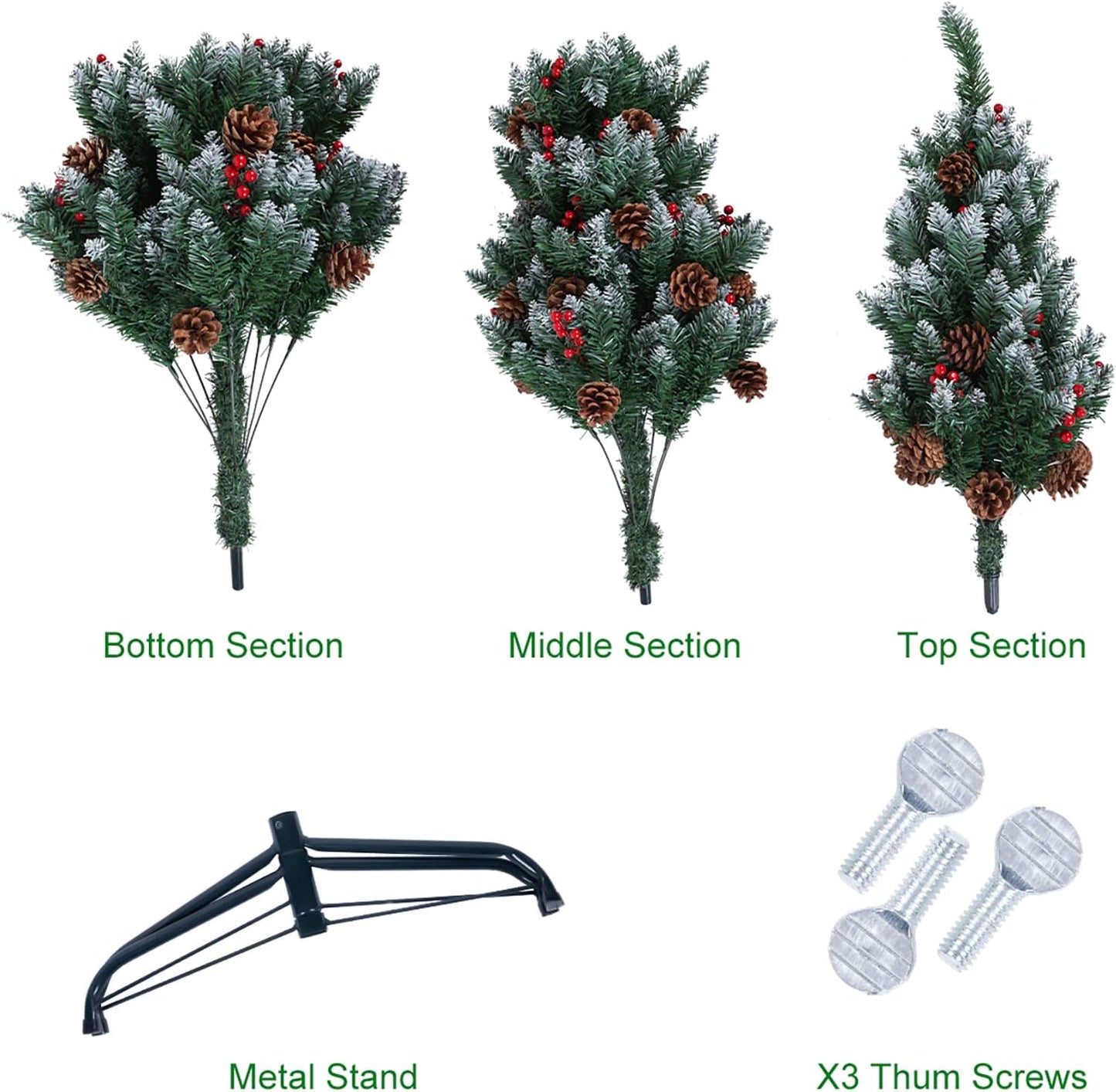 Künstlicher Weihnachtsbaum mit Lichterkette, 180 cm Grün - 720 Spitzen