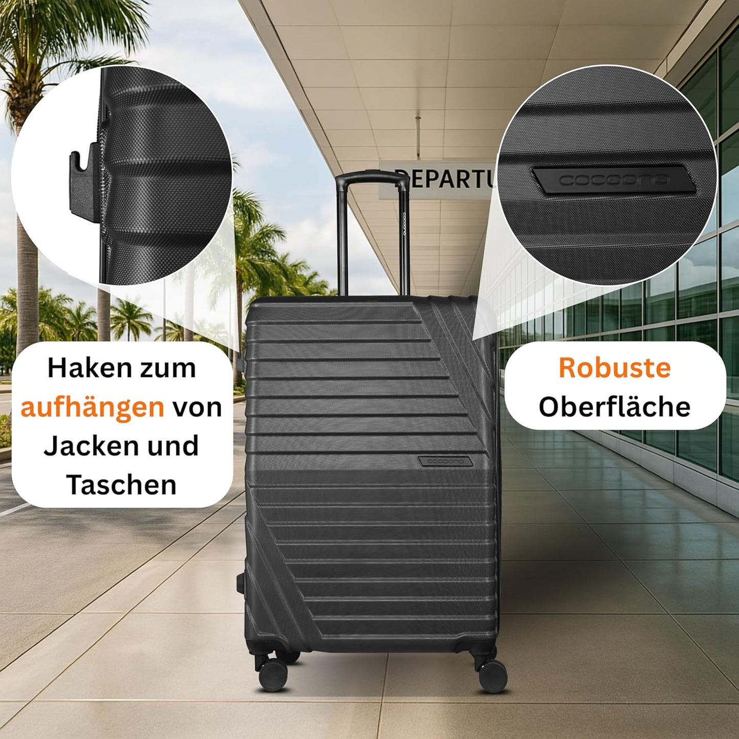 Hartschalenkoffer XL mit TSA-Schloss & 8 Rollen, Anthrazit XL