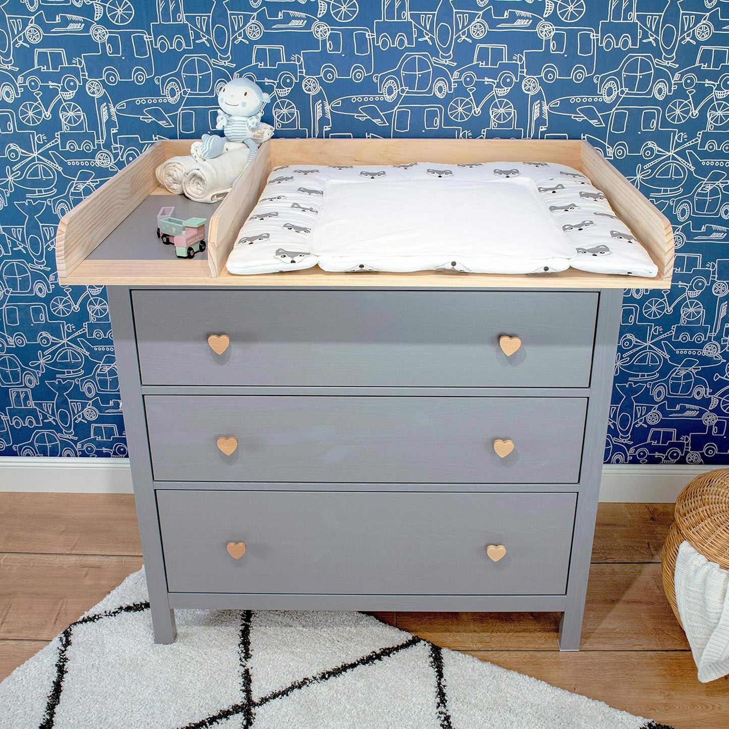 Wickelaufsatz Pelle für Kommoden 108x80 cm, Holz + Trennfach 108 cm