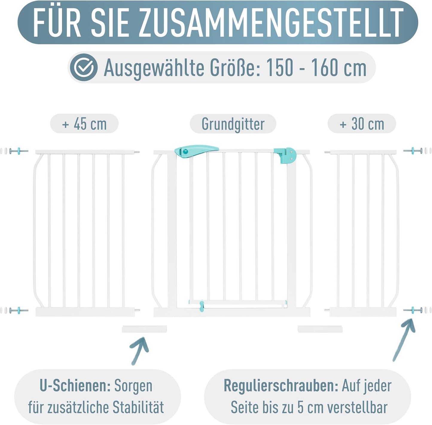 Treppenschutzgitter Berrin, 150 - 160 cm