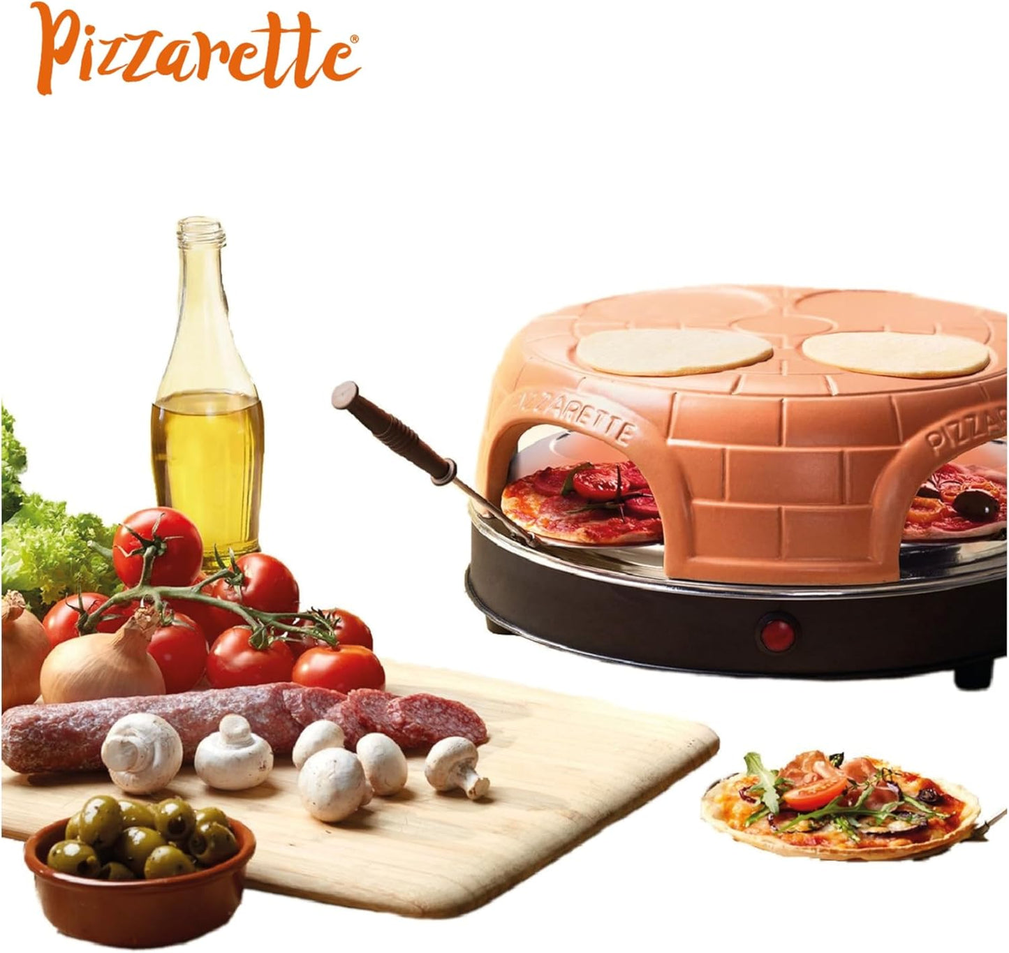 Pizzarette mit Terracotta-Haube für 4 Personen, für bis zu 4 Personen