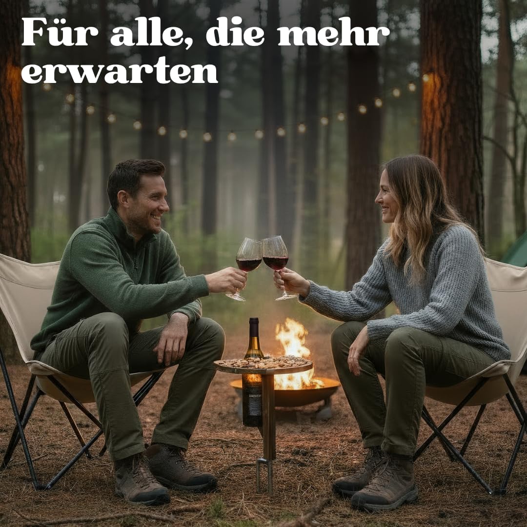 Steckbarer Weinhalter und Picknicktisch aus Holz