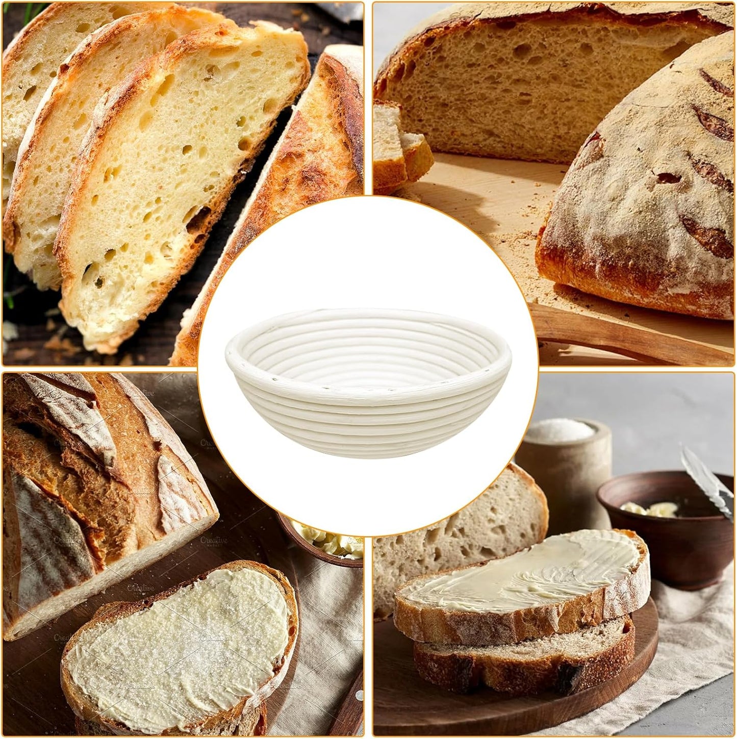 Brot-Gärkörbchen-Set, mit Bäckermesser