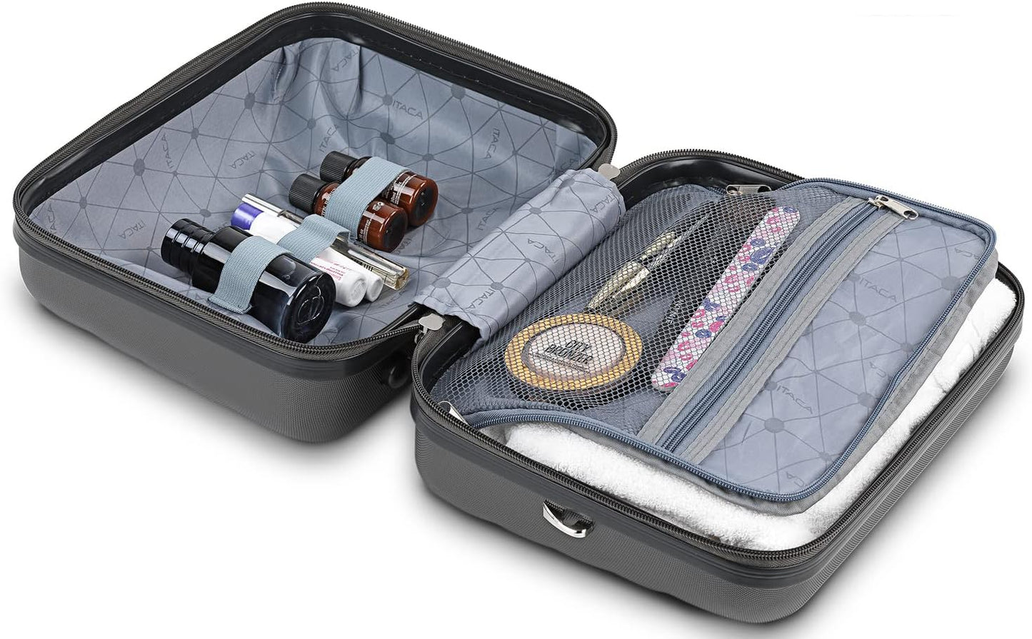 Hartschalenkoffer mit Beauty-Case, Antrazit M + XS
