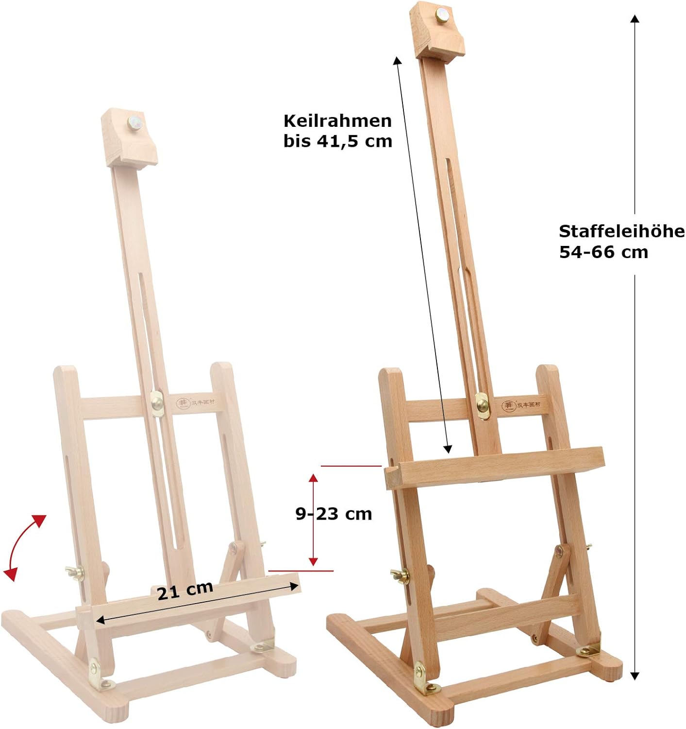 T-40 Tischstaffelei aus Buchenholz (verstellbar), für Keilrahmen bis zu 40cm