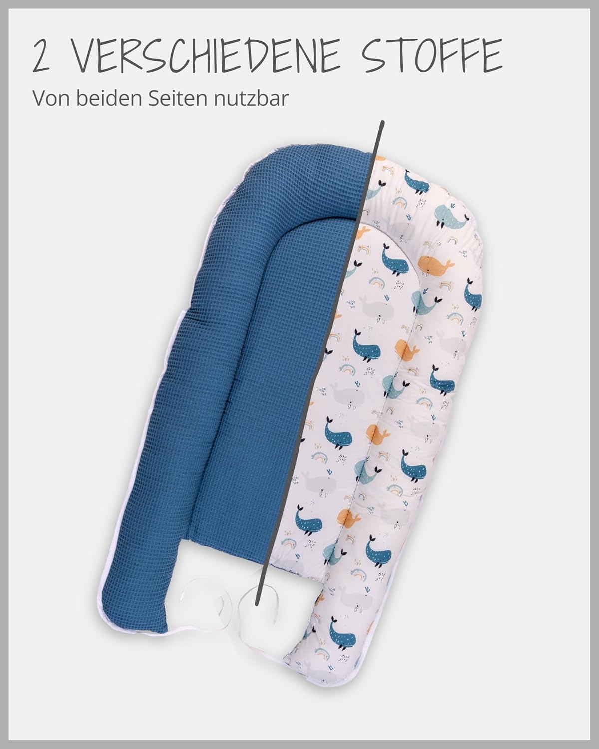 Babynest aus Baumwolle für Neugeborene, Blau-wale Babynest