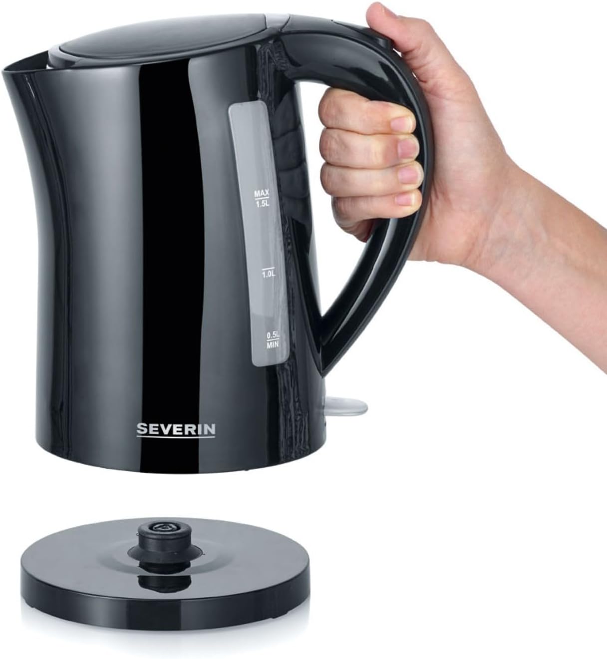Wasserkocher WK 3498 mit Kalkfilter (1,5 L), Schwarz