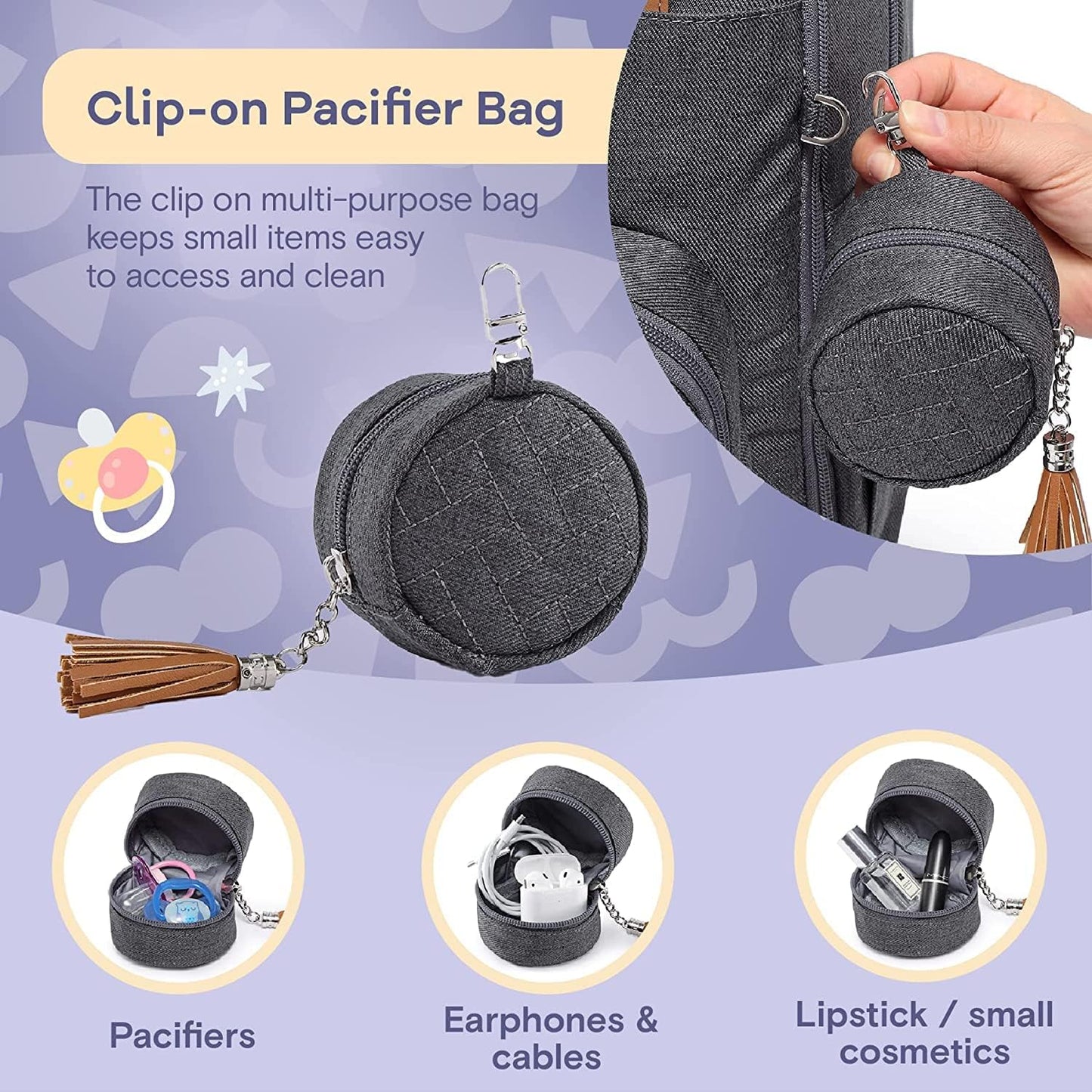 Wickelrucksack mit Wickelauflage, Dunkelgrau05