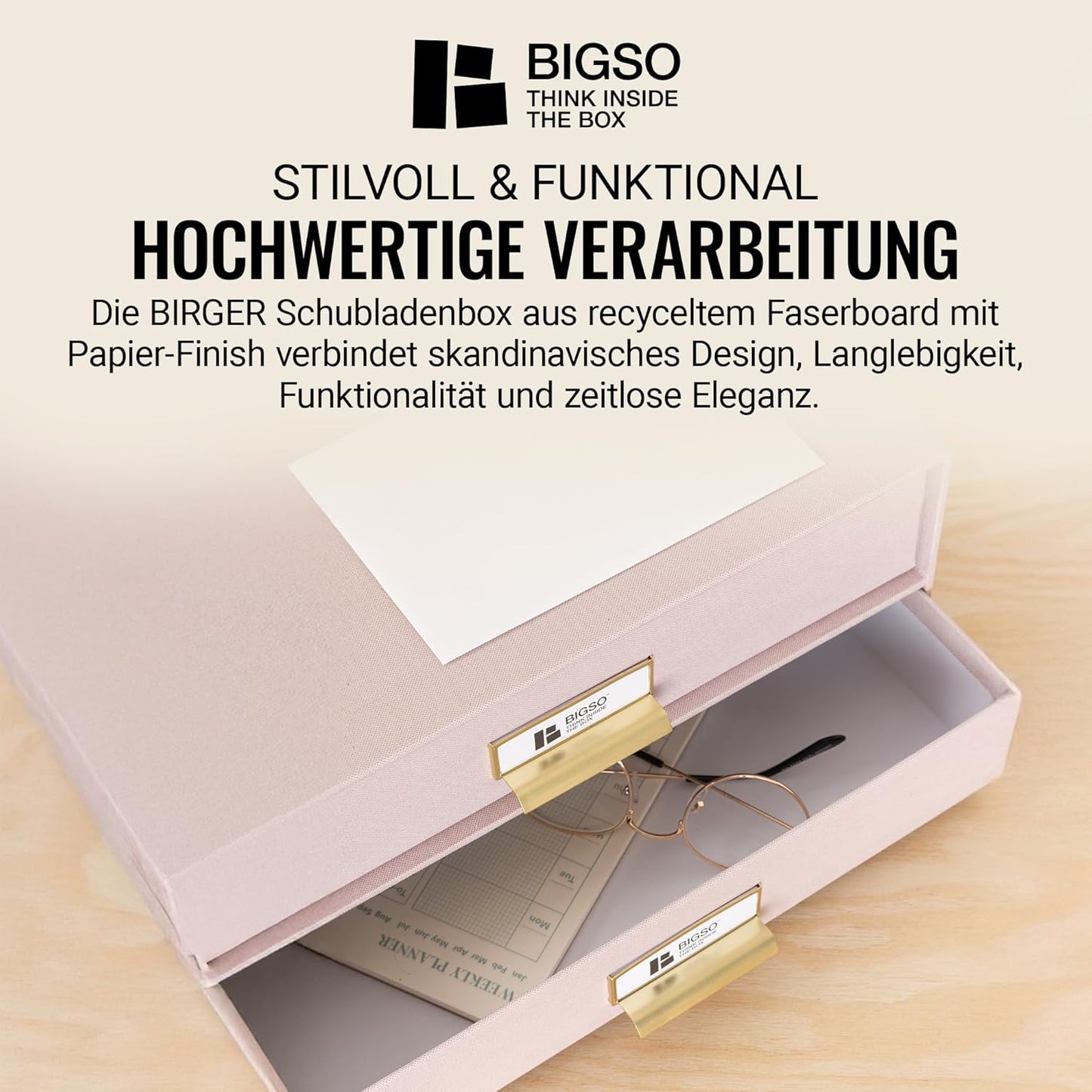 Birger Schubladenbox mit 2 Schubladen, Rosa
