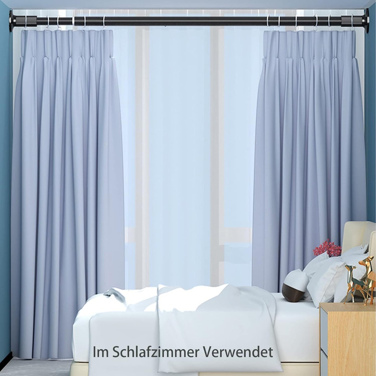 Teleskopstange ohne Bohren 115-465cm, 115-465cm Schwarz