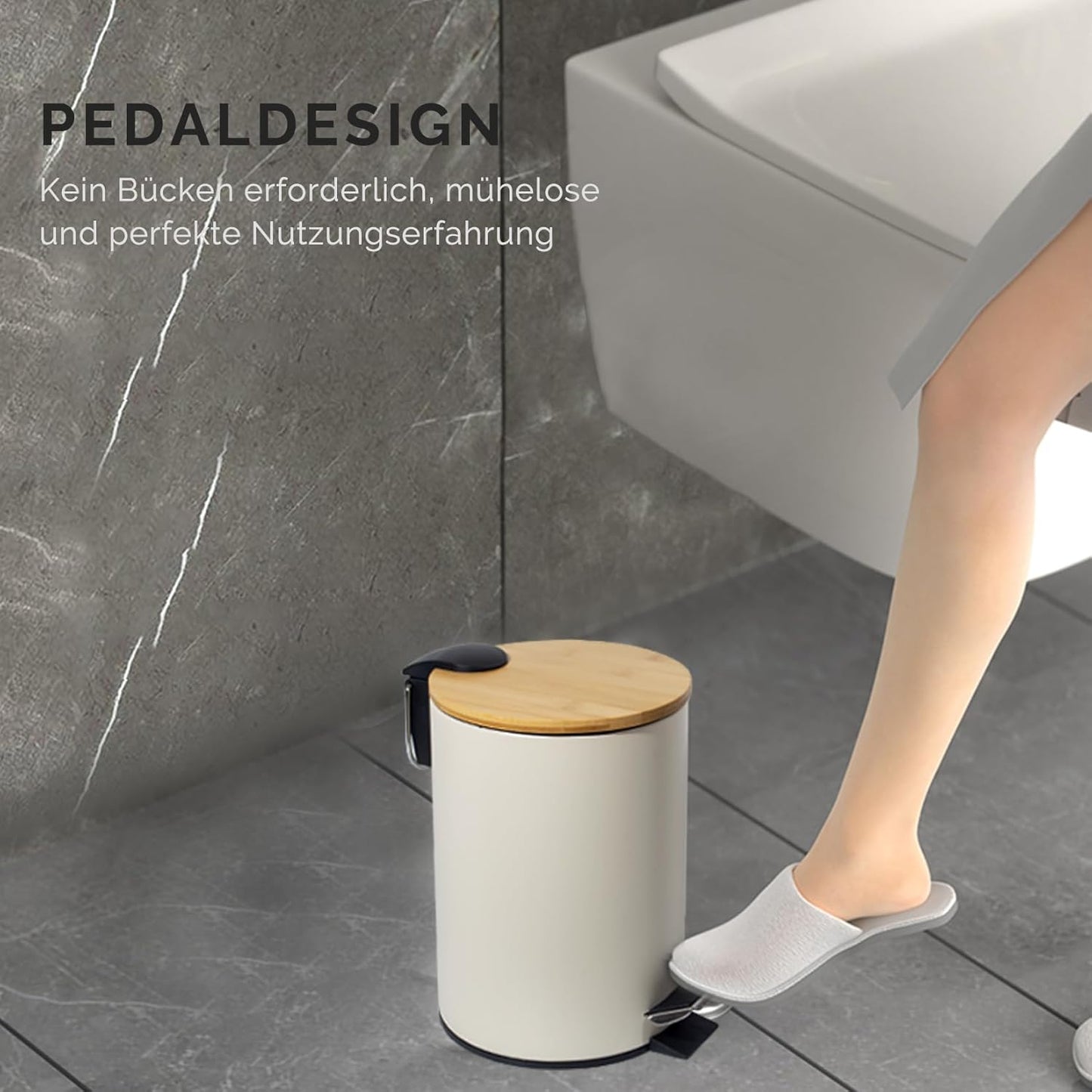 Kosmetikeimer mit Soft Close Deckel, Beige 3L