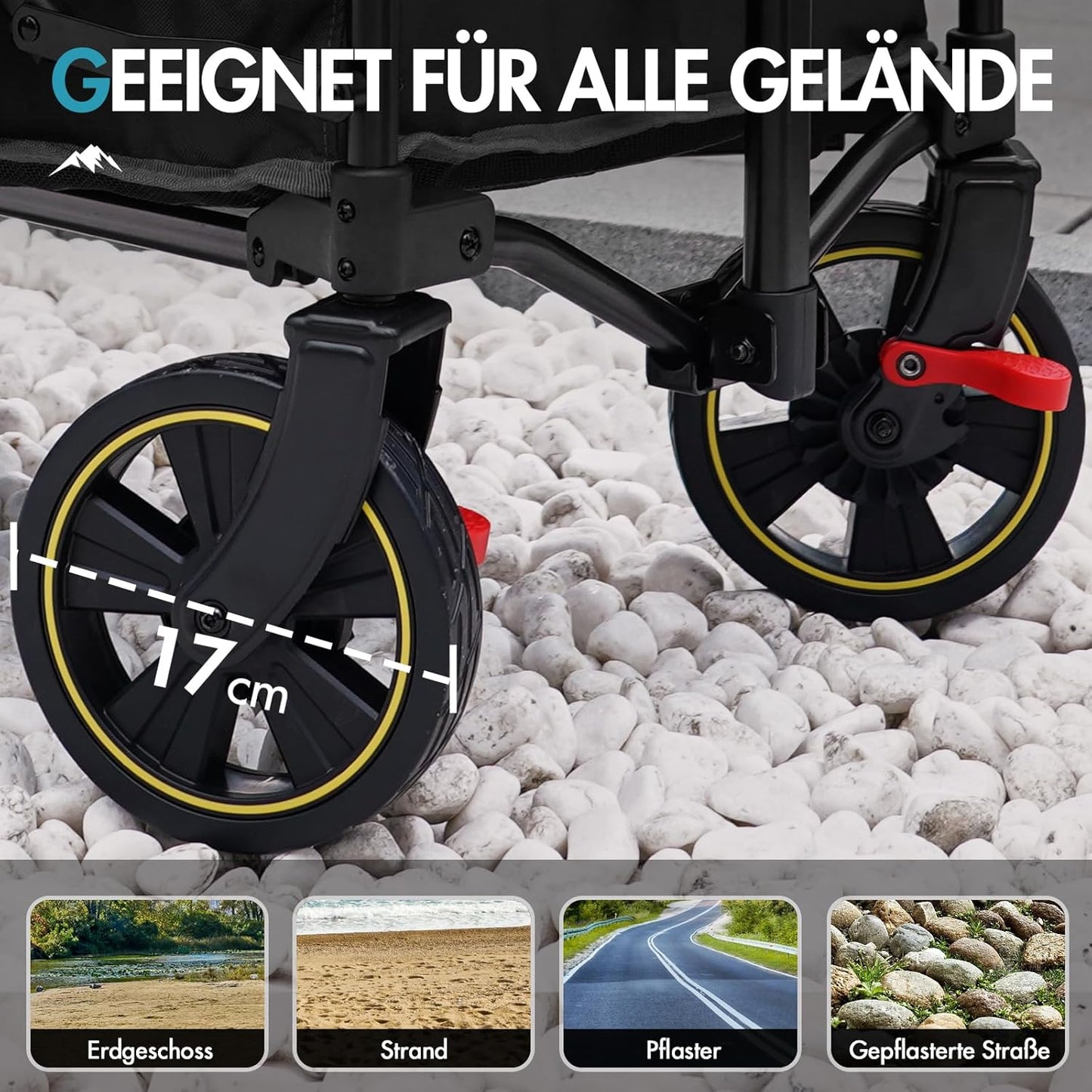 Faltbarer Bollerwagen mit Seitentaschen und Getränkehalter, Blau