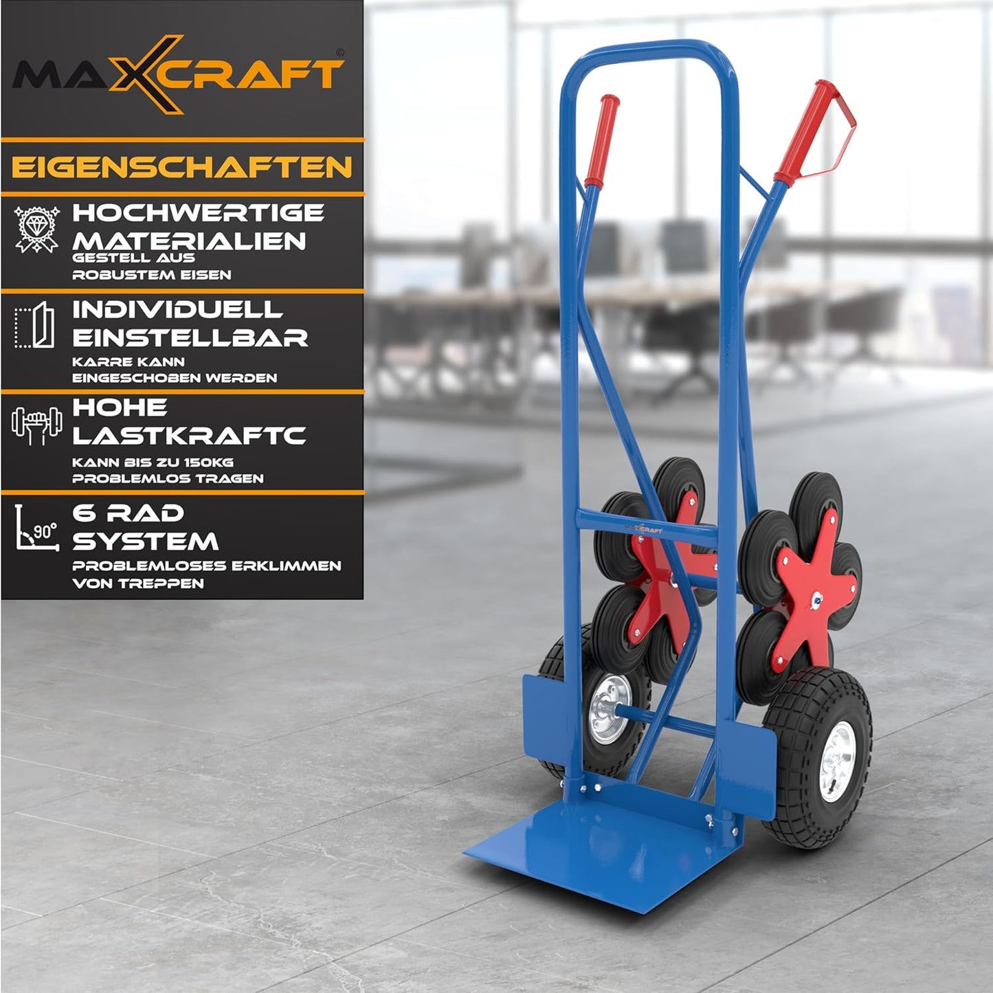 Treppensackkarre, Blau - 12 Räder