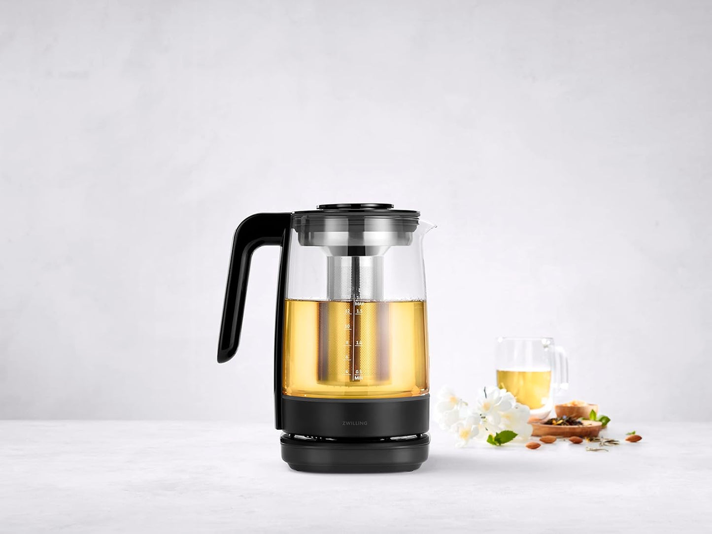Wasserkocher Enfinigy mit Teesieb & Timer, Schwarz