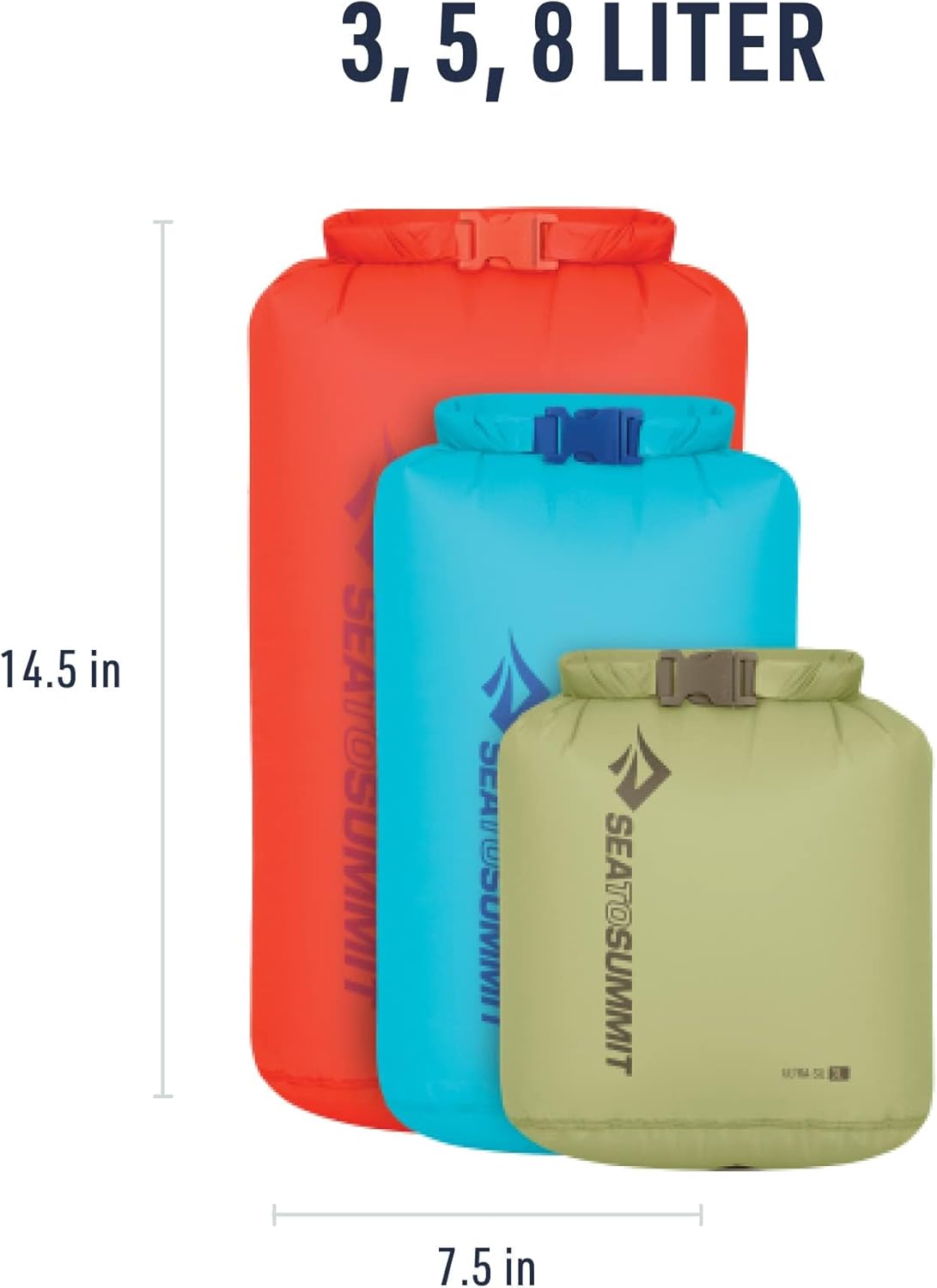 3-teiliges Ultra-SIL Dry Bag Set mit Rollverschluss