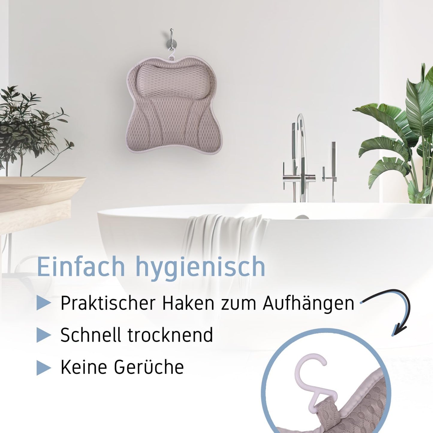 Ergonomisches Badewannenkissen mit Nackenstütze, Gray