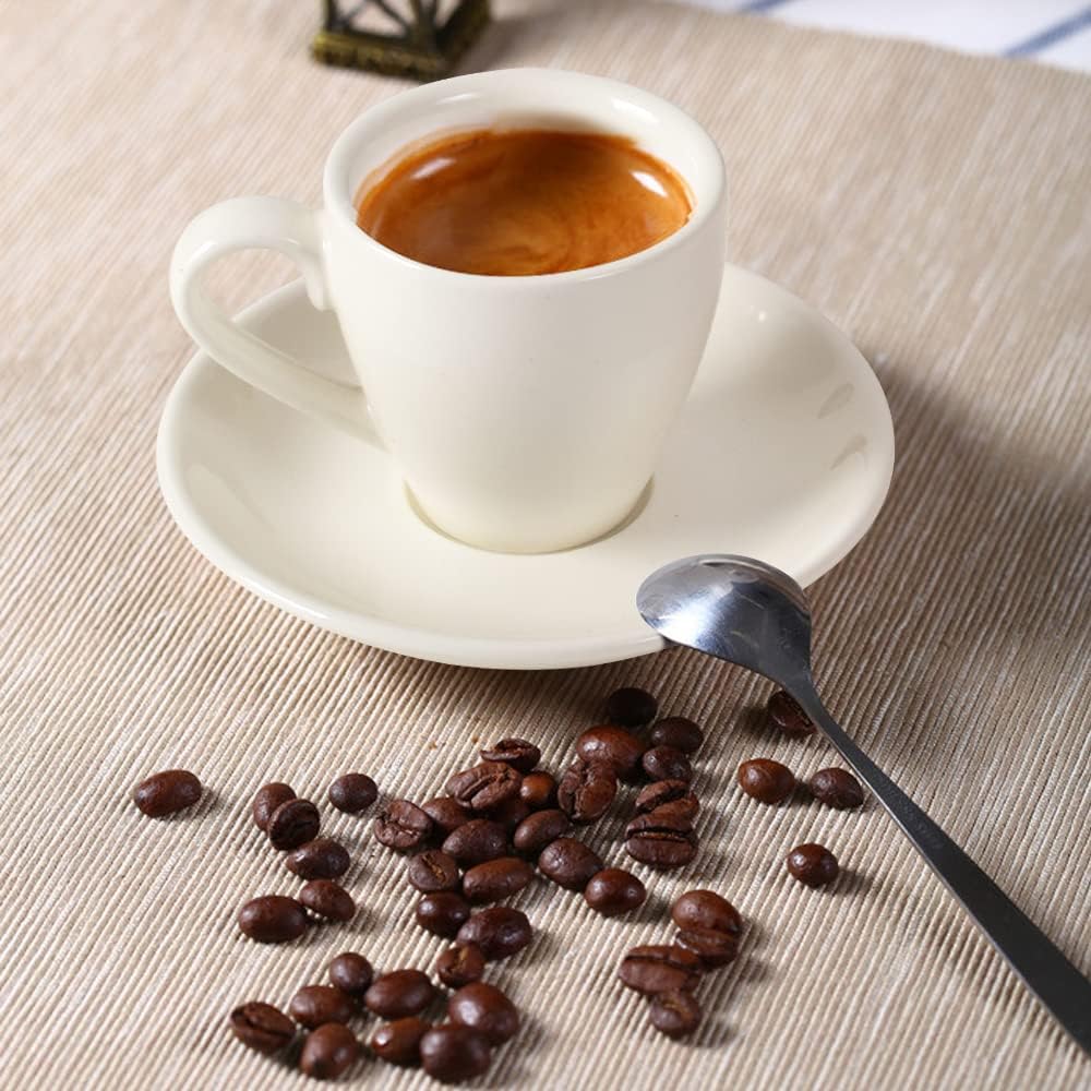 Espressotassen-Set mit Untertassen, Weiss