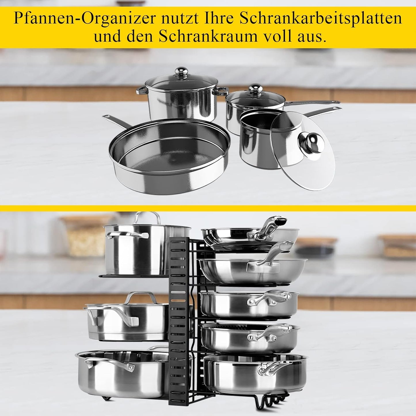 Doppelseitiger Pfannen- und Deckelhalter, 10 Teiler, Braun 3 DIY-Methoden Pfannenhalter