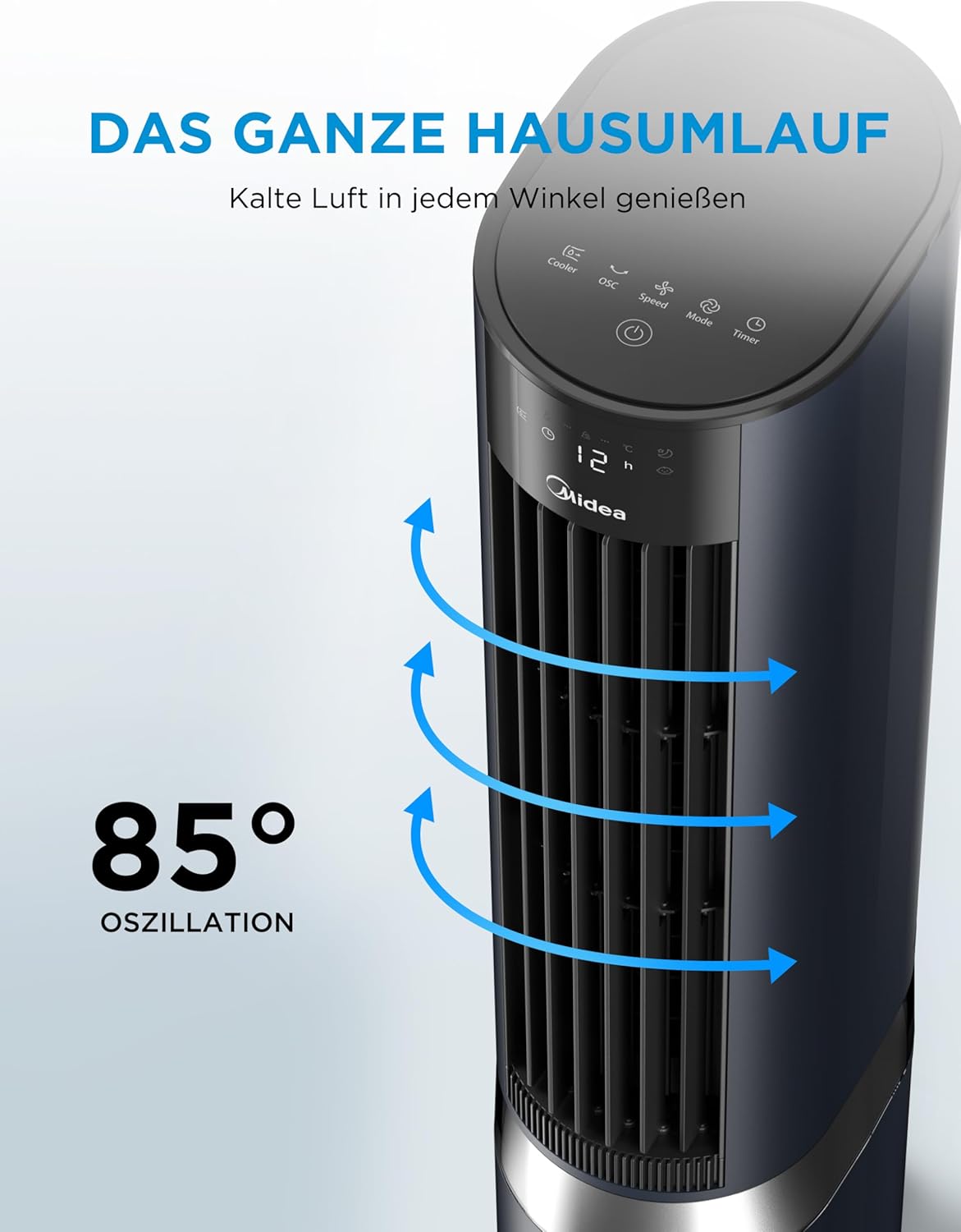 Sensicool Mobiler Luftkühler mit Wasserkühlung, Blau 7L Wassertank
