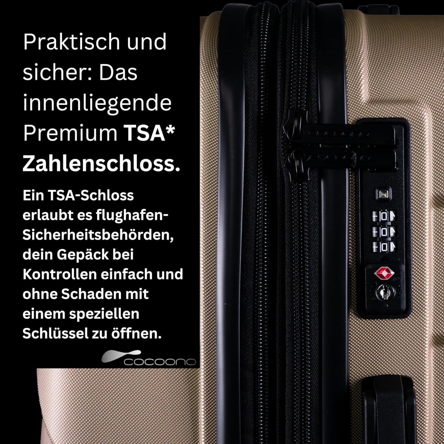 Reisekoffer-Set mit Rollen & TSA Schloss (2-teilig), Champagner 2er SET