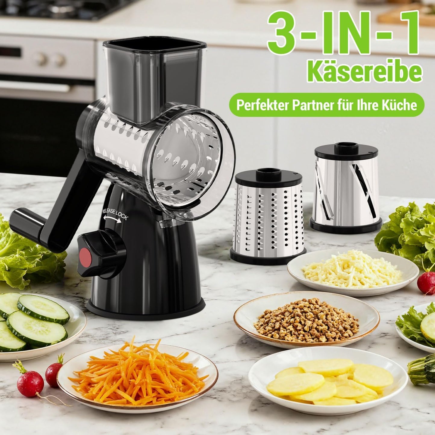 Käsereibe mit Kurbel