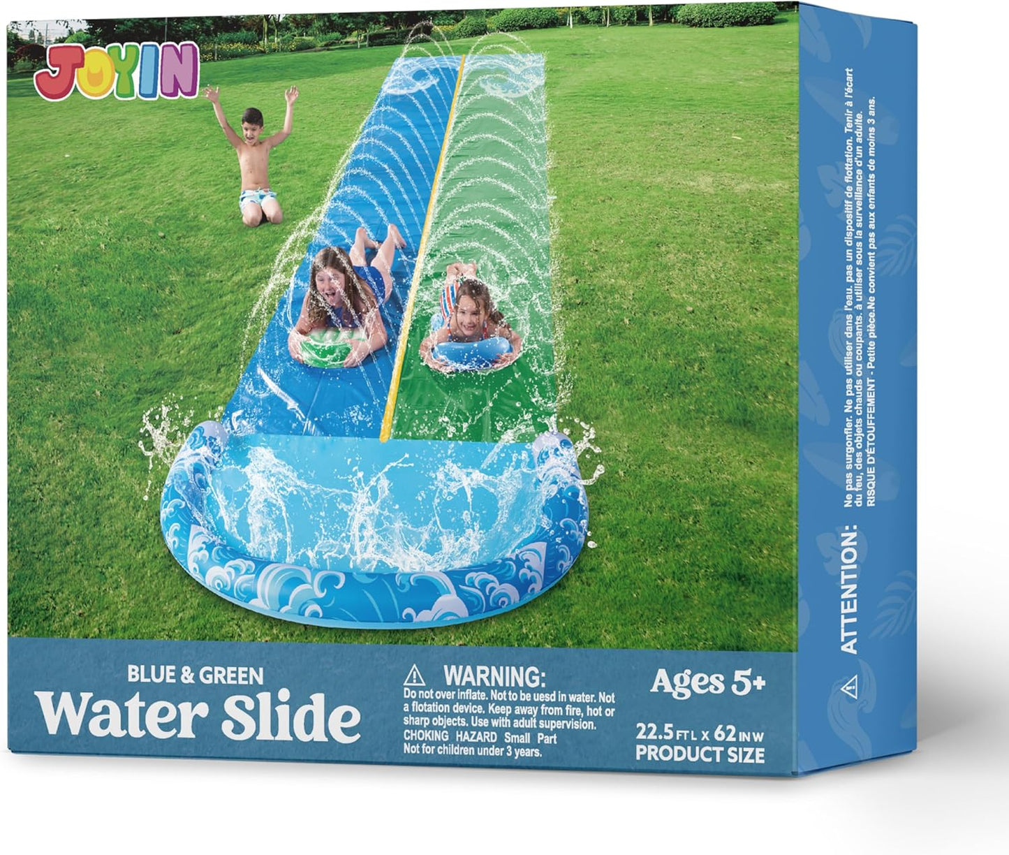 Wasserrutsche mit Bodyboards und Sprinkler, 685,8 cm Blau, Grün