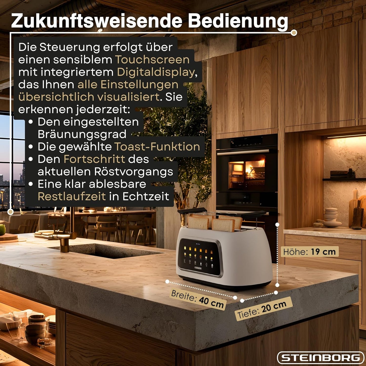 Automatik Toaster mit Brötchenaufsatz und Liftfunktion, Weiss