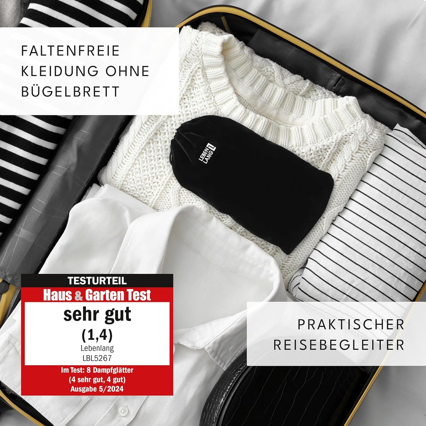 Faltbarer Reise-Dampfglätter, Schwarz - 900w & 120ml