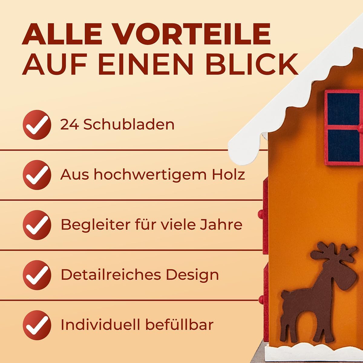 Adventskalender Winterhäuschen zum Befüllen, Winterhäuschen