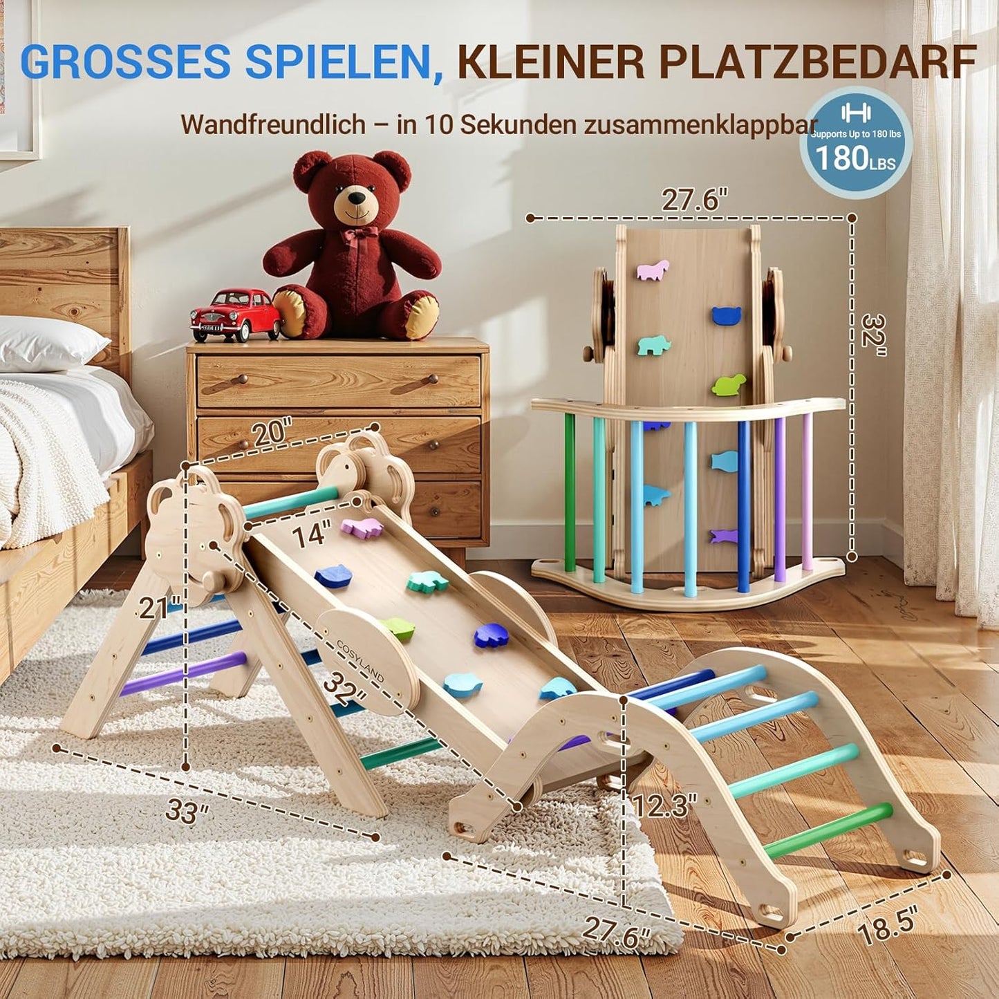8-in-1 Klettergerüst mit Rutsche & Bogen, M Kühl
