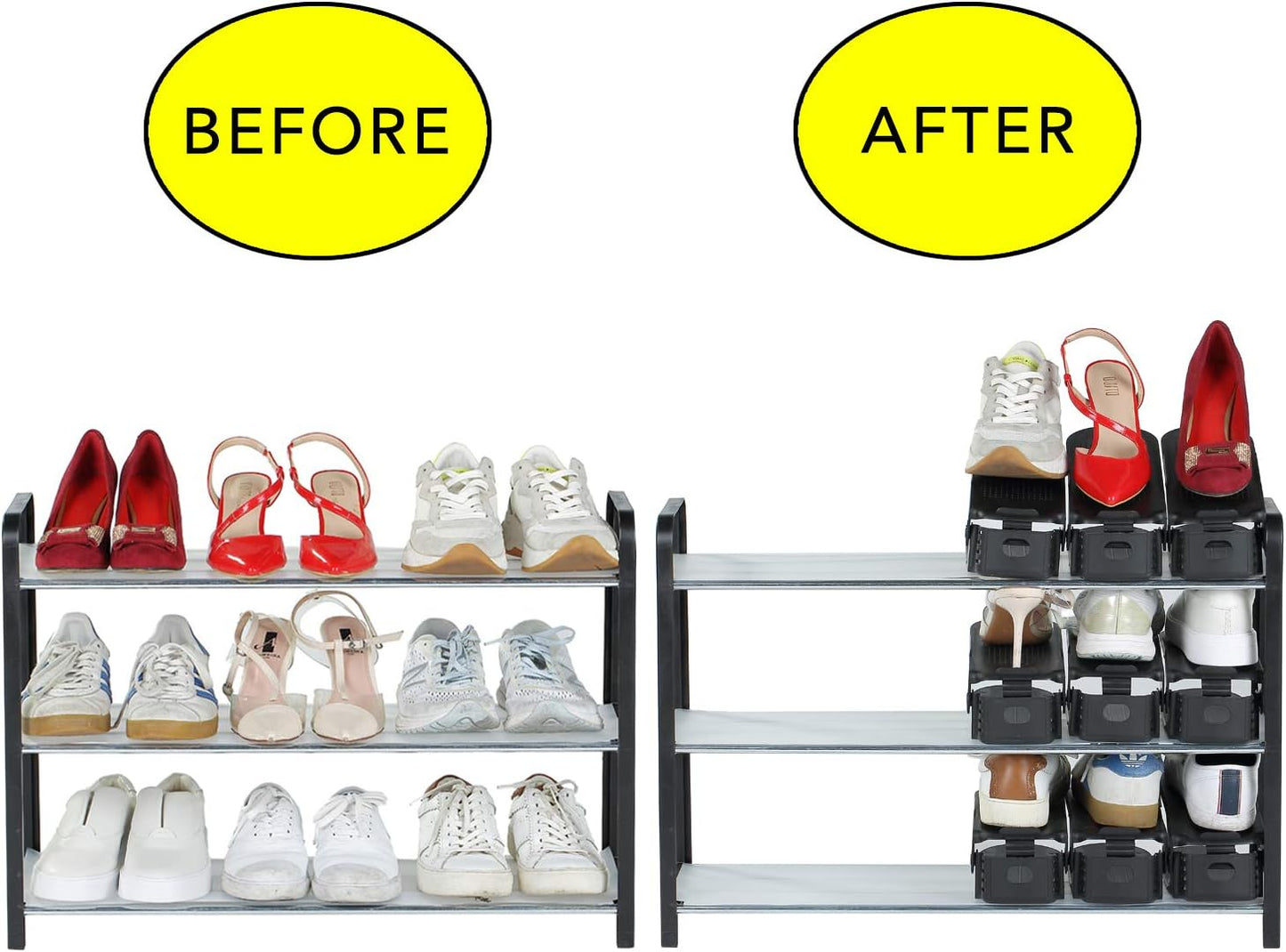 Verstellbarer Schuhregal-Organizer (30 Stück), 30 Stück Schwarz