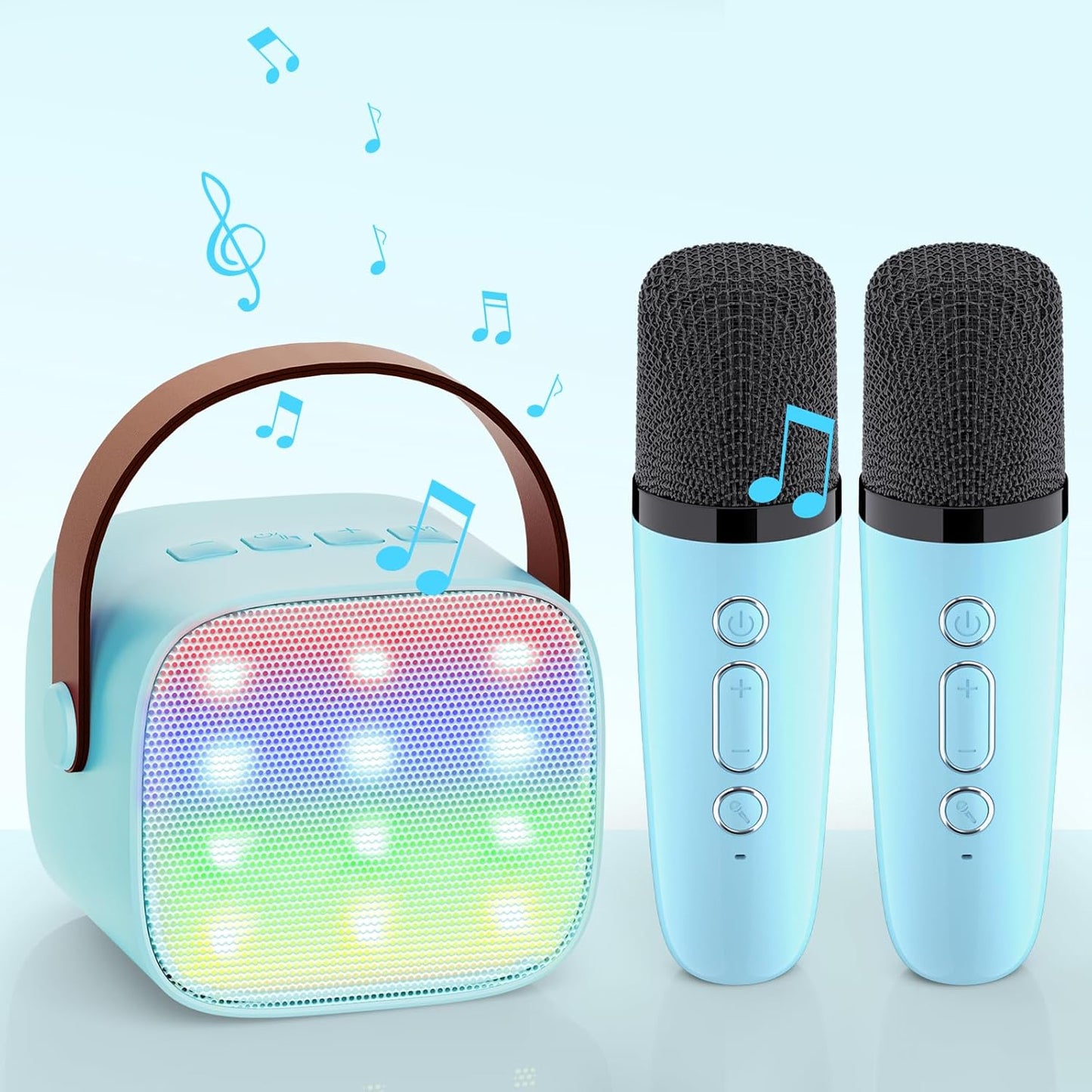 Karaoke Maschine mit 2 Mikrofonen, 2 Mikrofone Blau