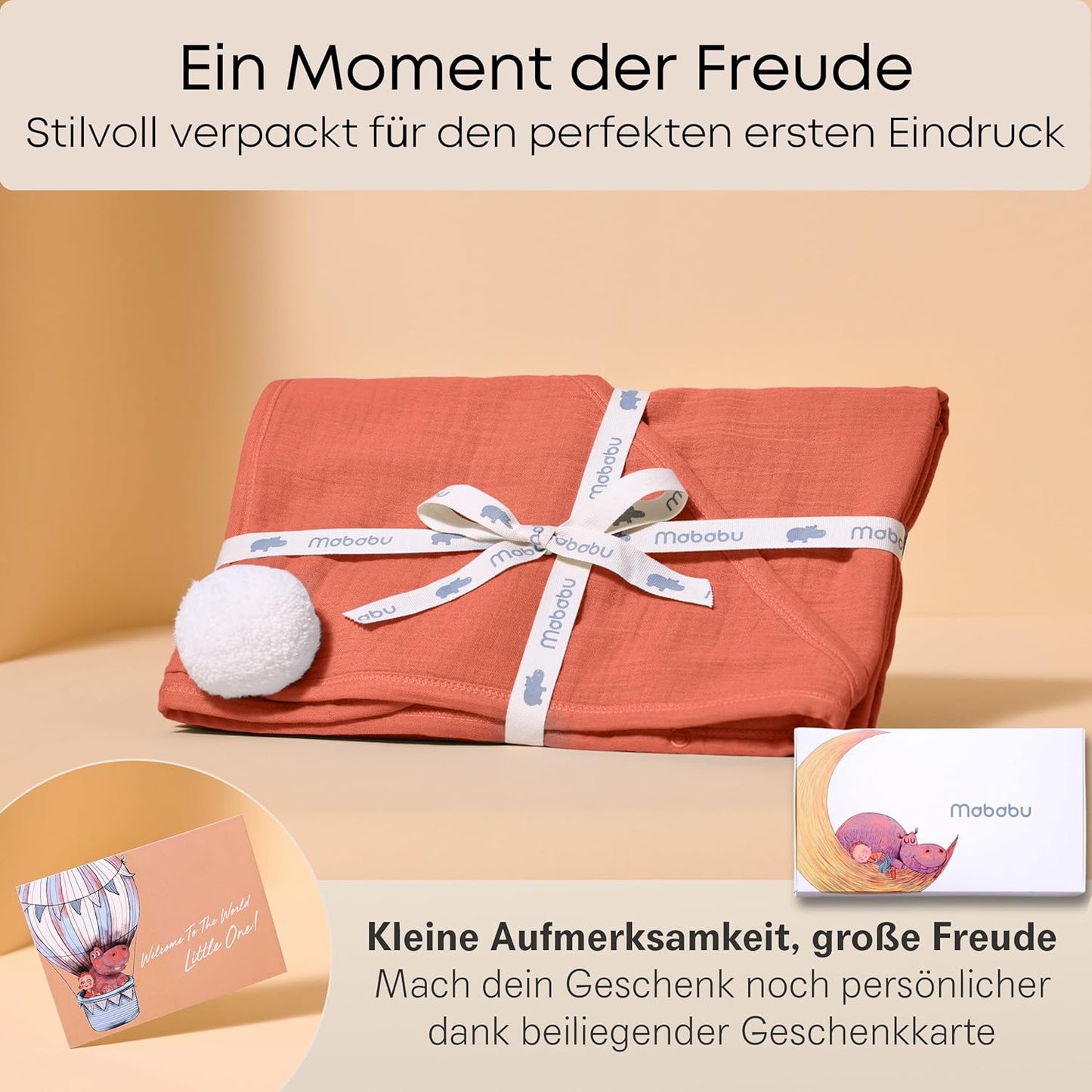 Baby Kapuzenhandtuch mit Anti-Rutsch-Knöpfen, 75x75 cm, Rot/Ausflug, Einfarbig (Getaway Solids)