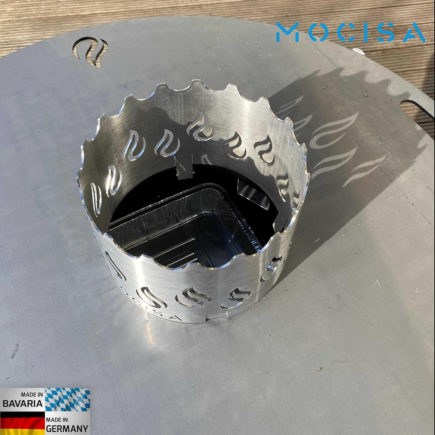 Wokaufsatz für Feuerplatte, Wokaufsatz Ø20cm Edelstahl