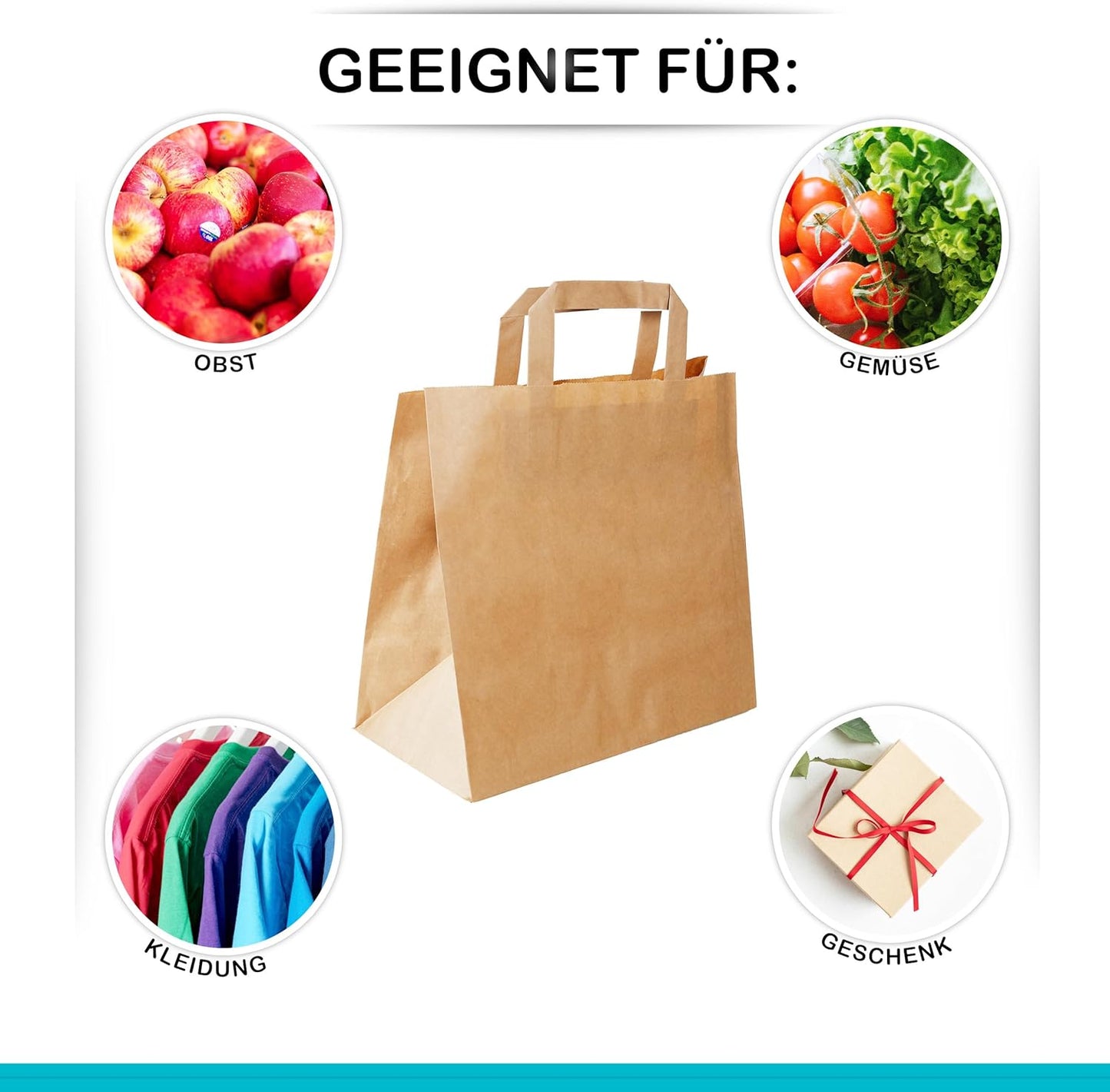 Papiertragetaschen, 26+17 x 25 cm - 250 Stück, Braun