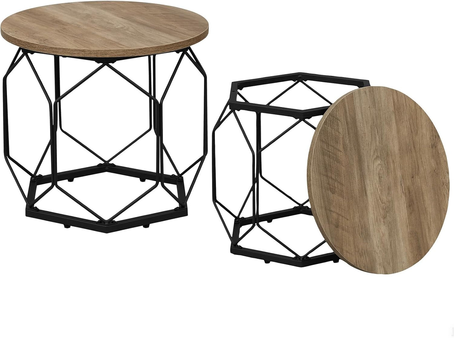 2er Couchtisch-Set, Graue Holzoptik