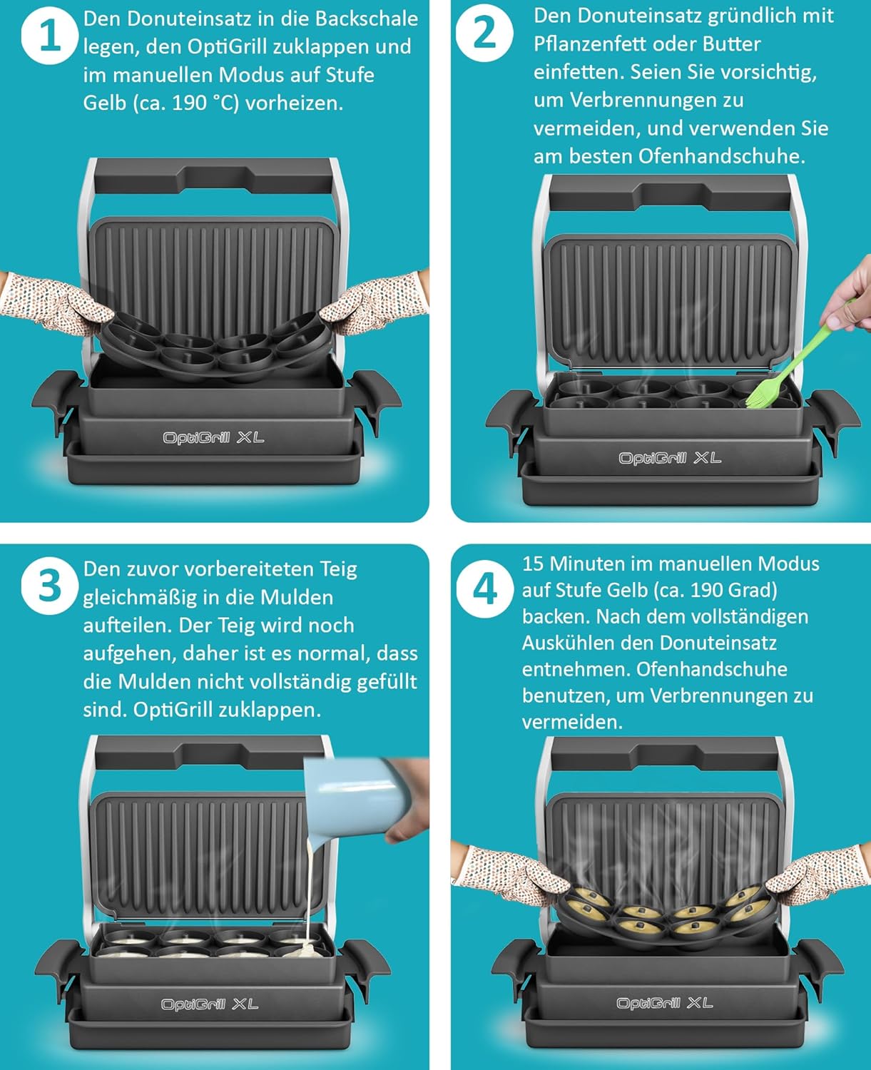 Donuteinsatz für Tefal OptiGrill XL, Elite XL, Plus + XL und Elite Plus XL, Für OptiGrill XL Donuteinsatz