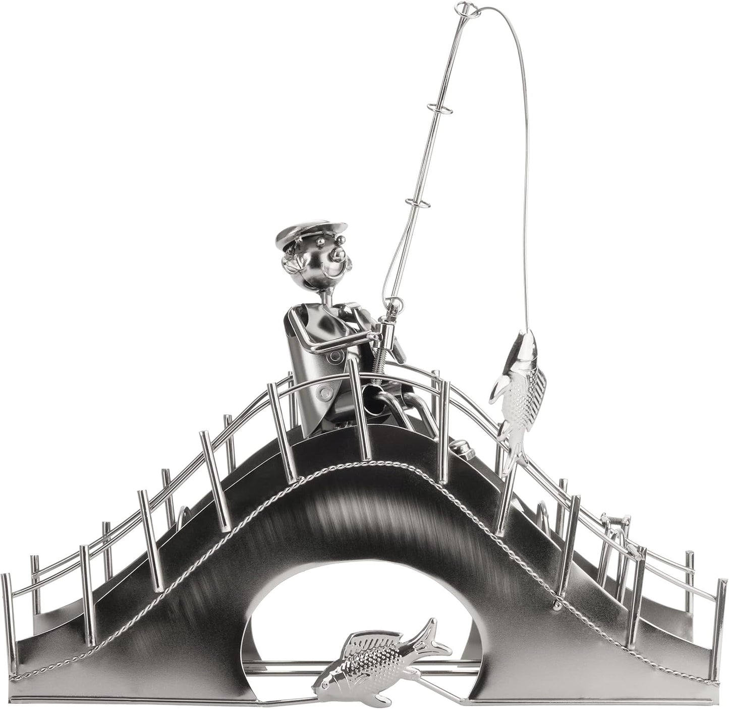 Flaschenhalter Angler auf einer Brücke