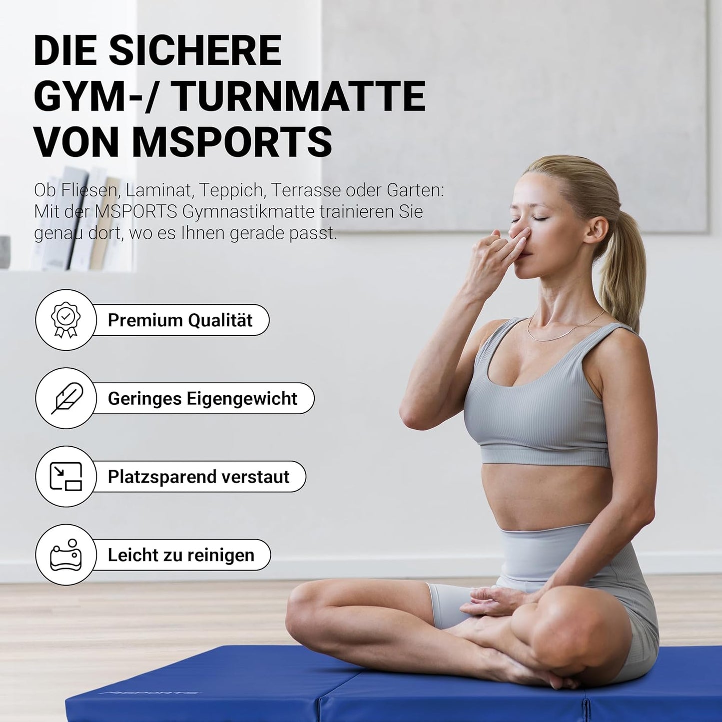 Klappbare Weichbodenmatte für Gymnastik, Blau 190 x 80 x 5 cm