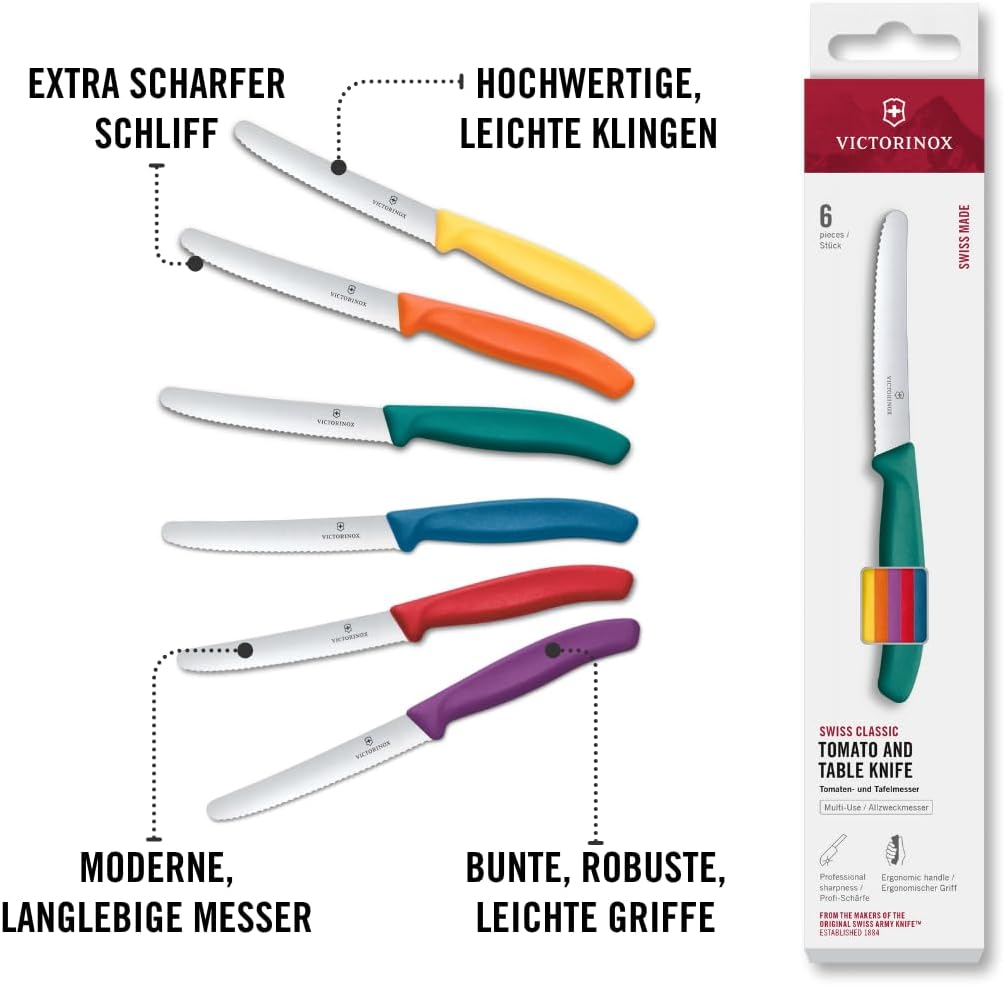 6er-Set Frühstücks- und Brötchenmesser, 6er Set Mehrfarbig 6er Set