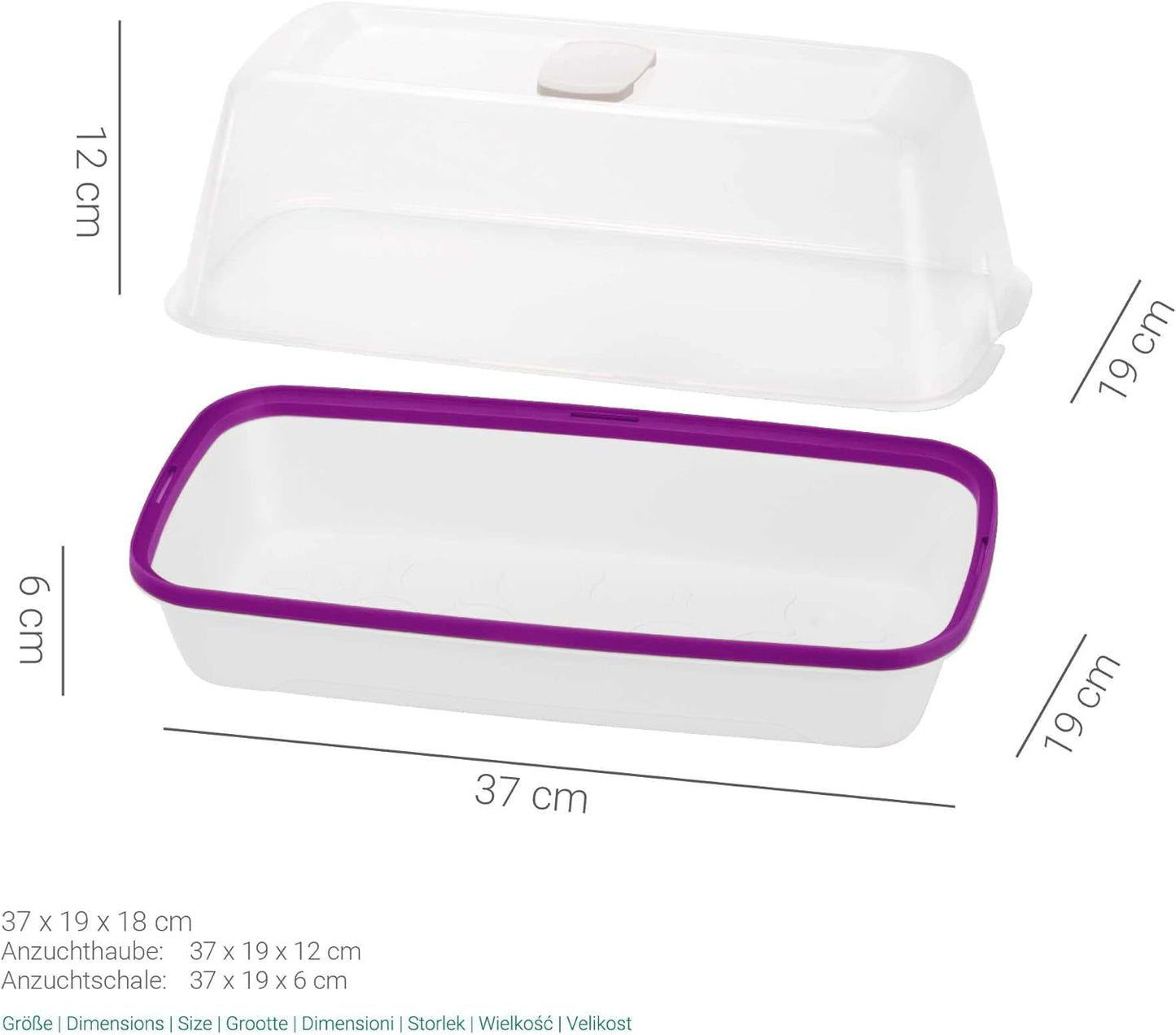 Zimmergewächshaus mit Belüftung, BoQube M — 37×19×18cm Weiss / Pflaume