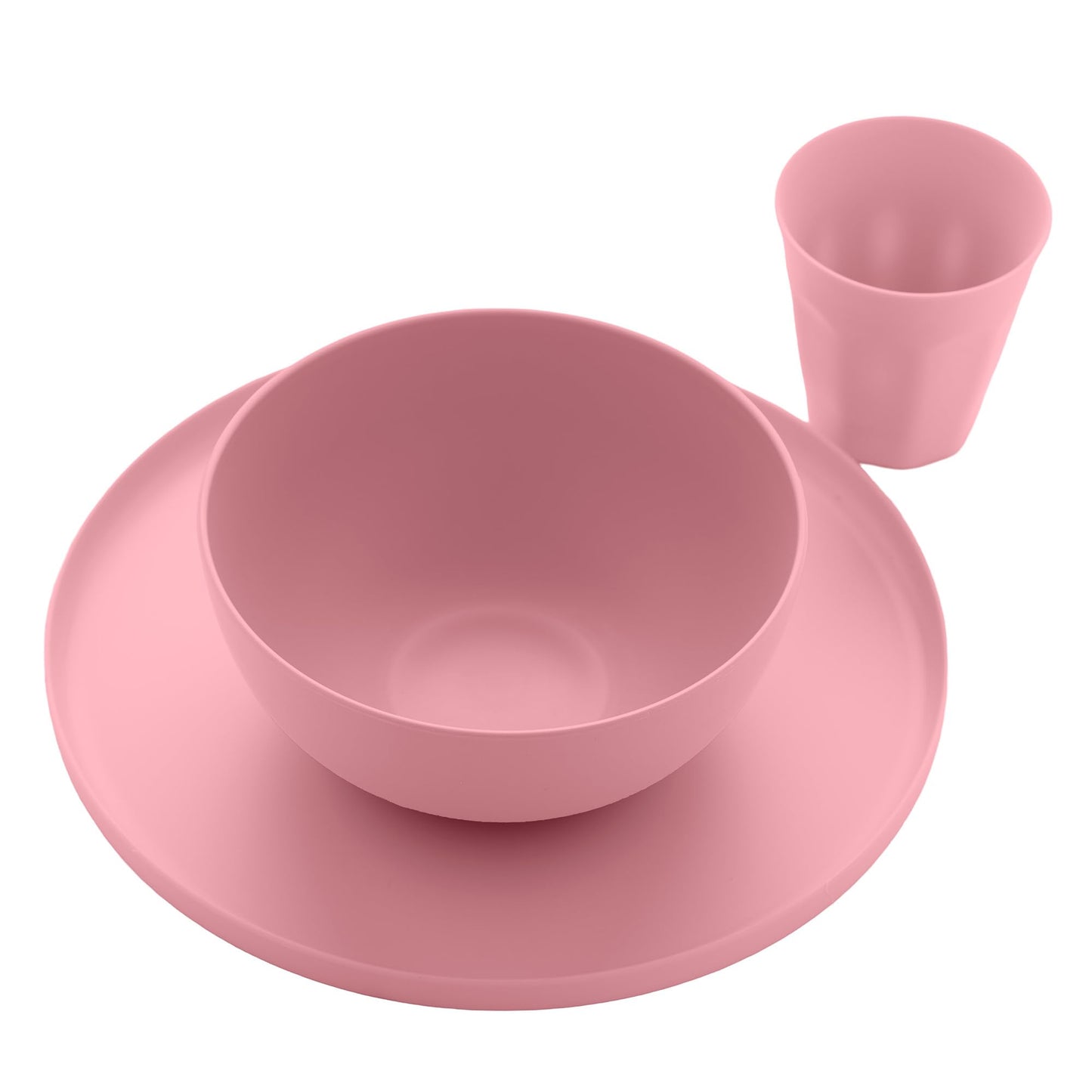 Campinggeschirr für 4 Personen, 12-teiliges Abendessenset aus rPET Dusty Pink