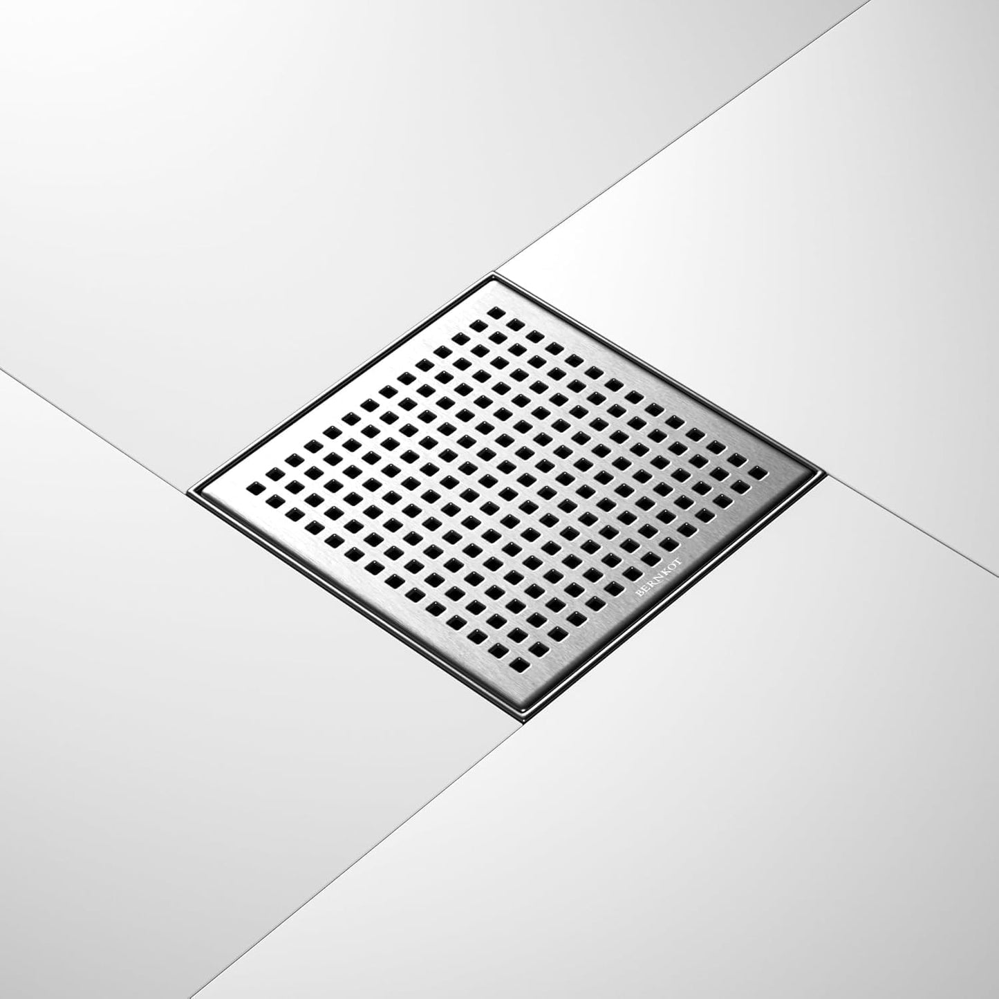 Duschrinne mit 360° Siphon und Haarsieb (20x20 cm), Silber 20×20cm