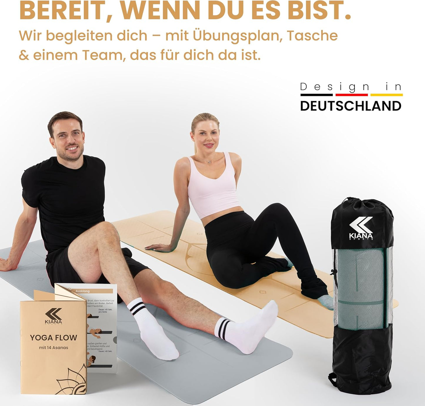 Rutschfeste Yoga- und Gymnastikmatte 6 mm, 6 mm dick Grau