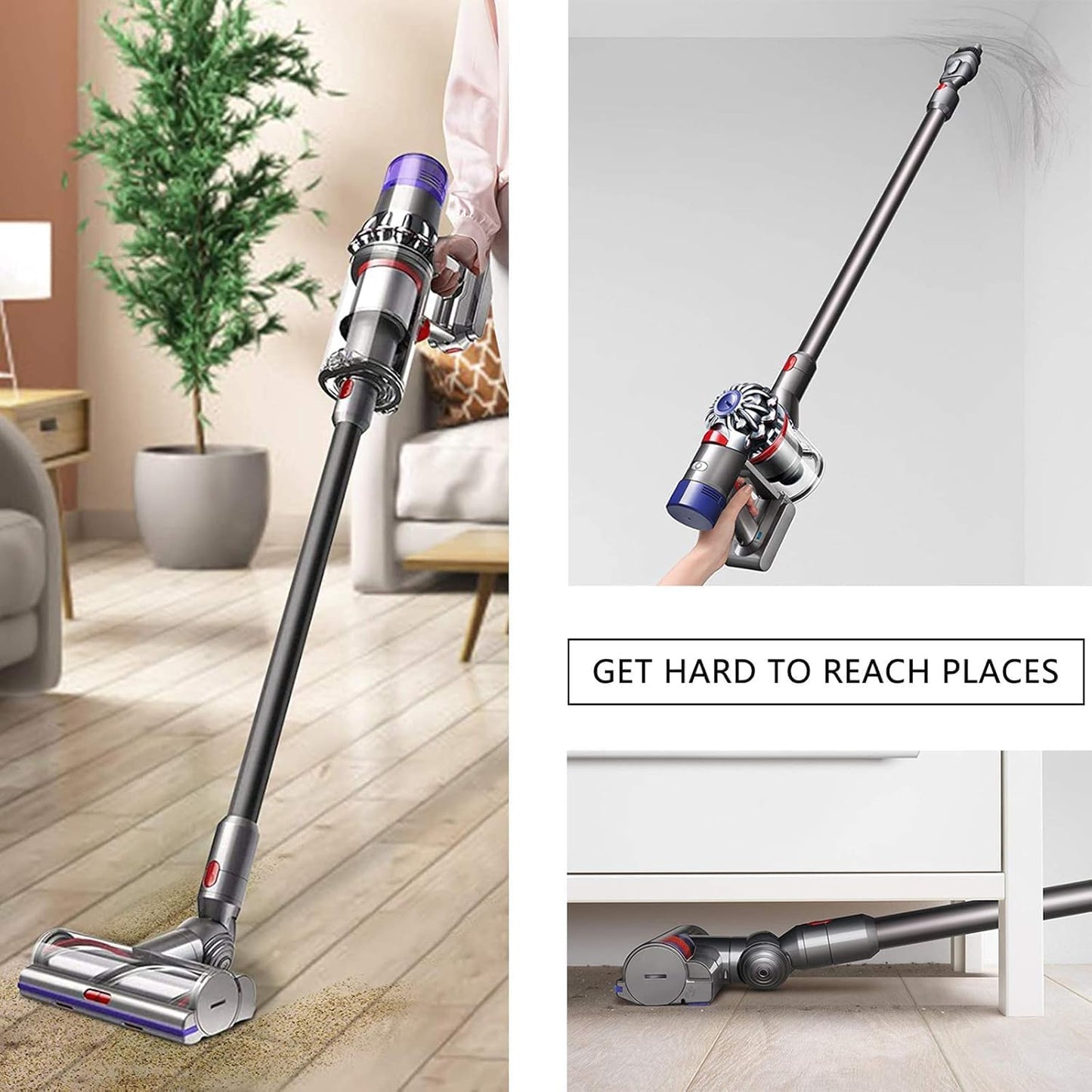 Verlängerungsstab für Dyson V7-V15 Staubsauger, Silbergrau