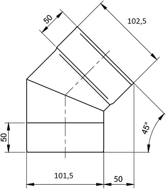 Ofenrohr Bogen 45° mit Drosselklappe, 100mm, Rohrbogen 45°
