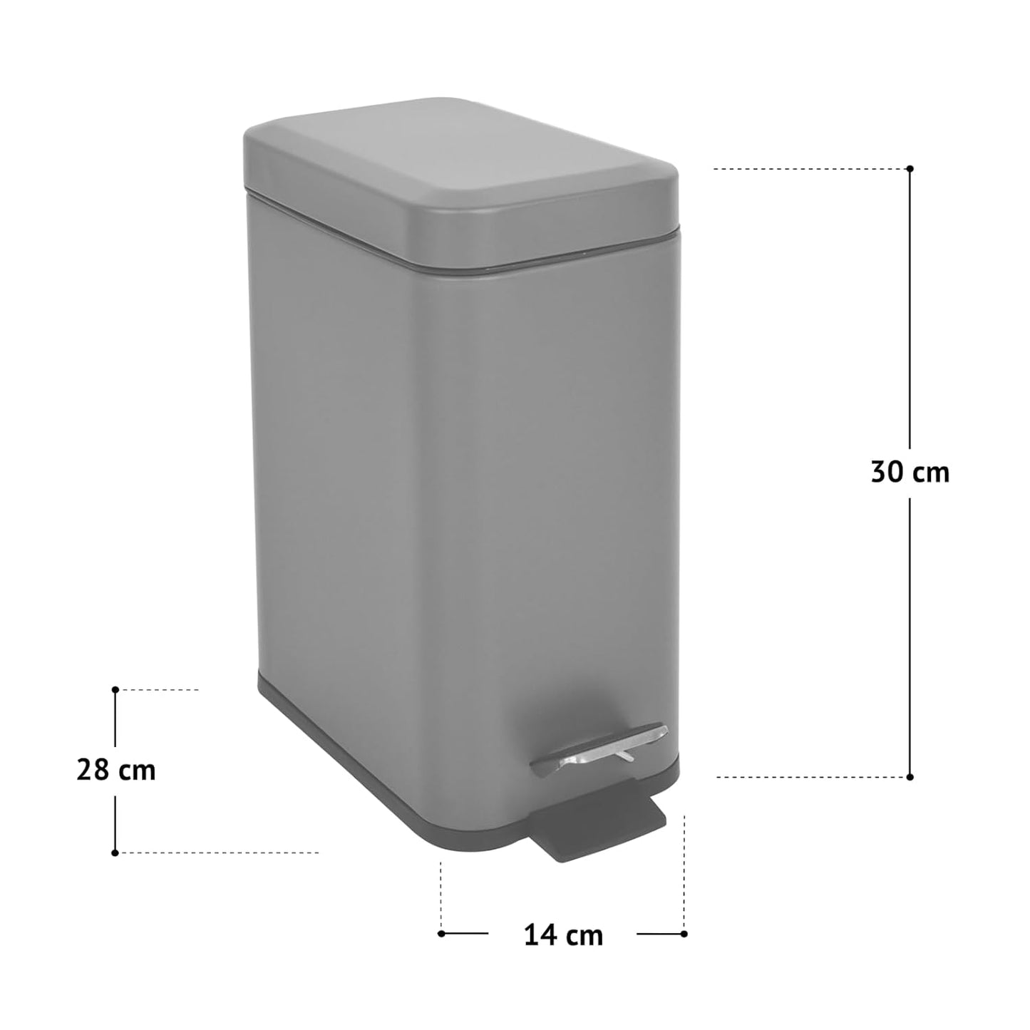 Treteimer mit Softclose, Silber