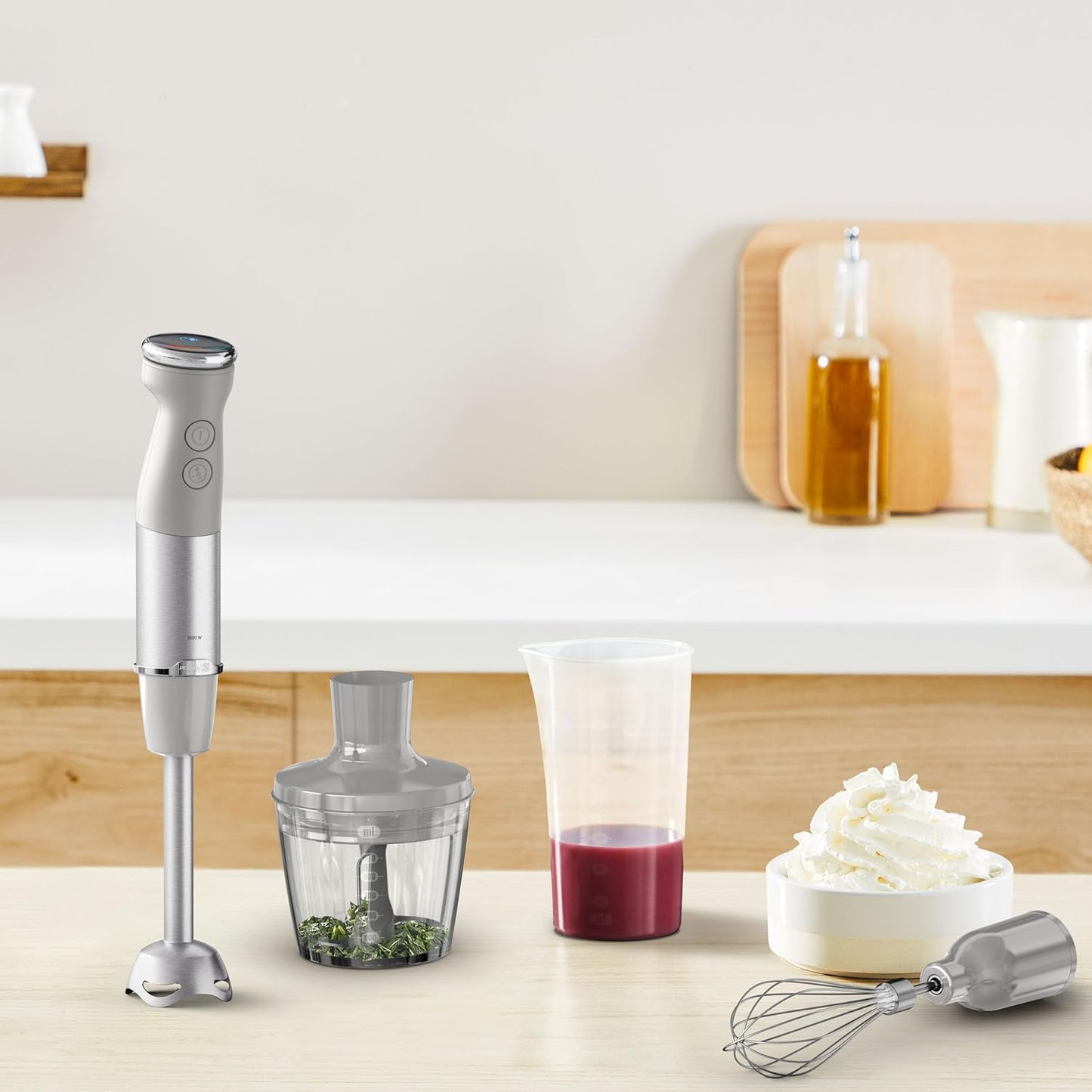 Quickchef+ Stabmixer mit Schneebesenaufsatz, 2-in-1 mit Schneebesenaufsatz